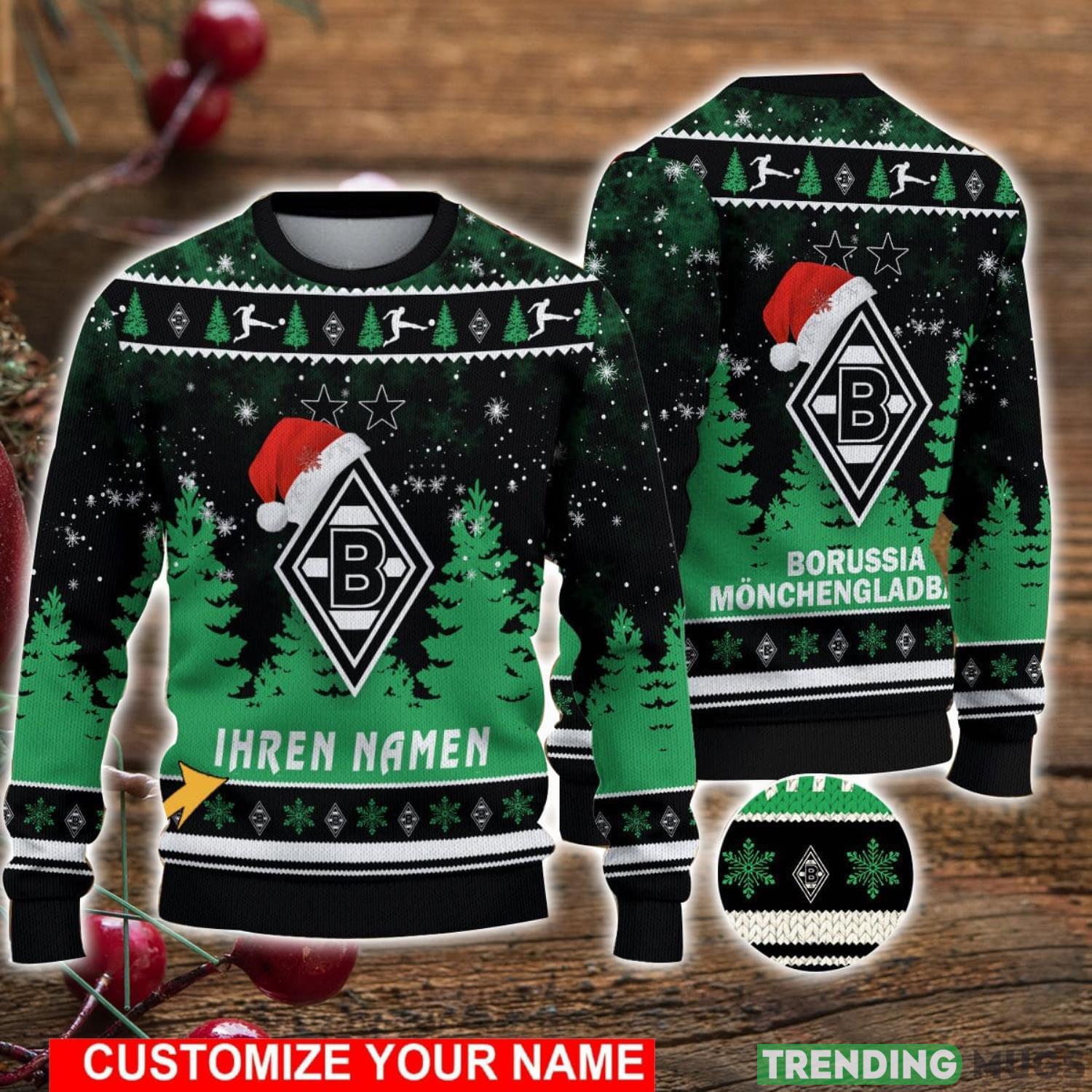 Custom Name Borussia Monchengladbach Christmas Sweater For Men And Women Ugly Sweater Product Photo 1 Custom Name Borussia Monchengladbach Christmas Sweater For Men And Women Ugly Sweater Product Photo 1
