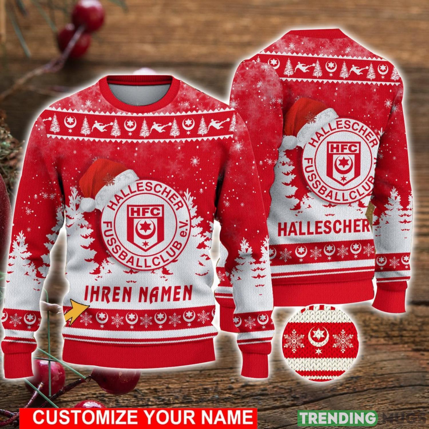 Custom Name Hallescher FC Christmas Sweater For Men And Women Ugly Sweater Product Photo 1 Custom Name Hallescher FC Christmas Sweater For Men And Women Ugly Sweater Product Photo 1