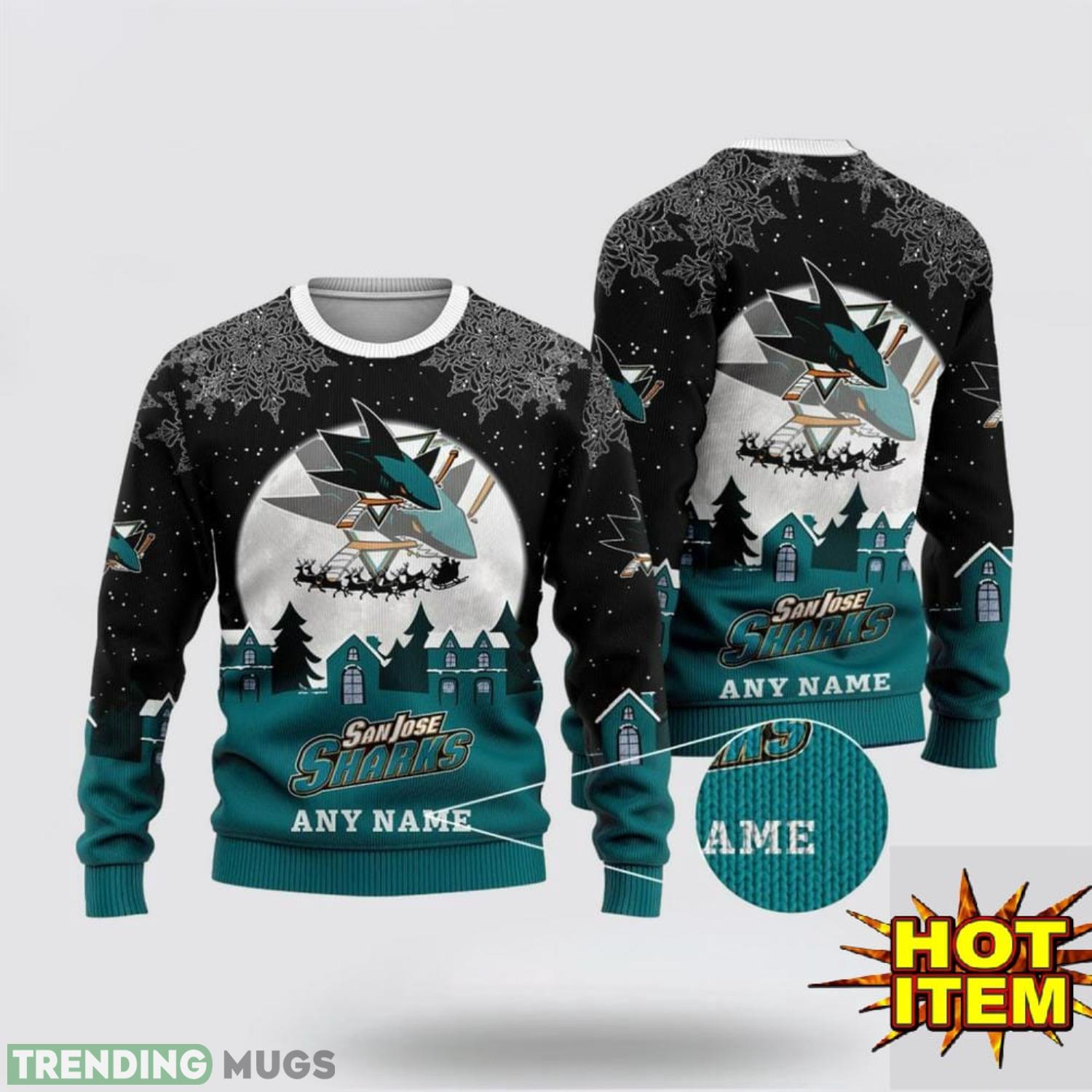 Custom Name NHL San Jose Sharks 3D Sweater Christmas Holiday Gift Product Photo 1 Custom Name NHL San Jose Sharks 3D Sweater Christmas Holiday Gift Product Photo 1