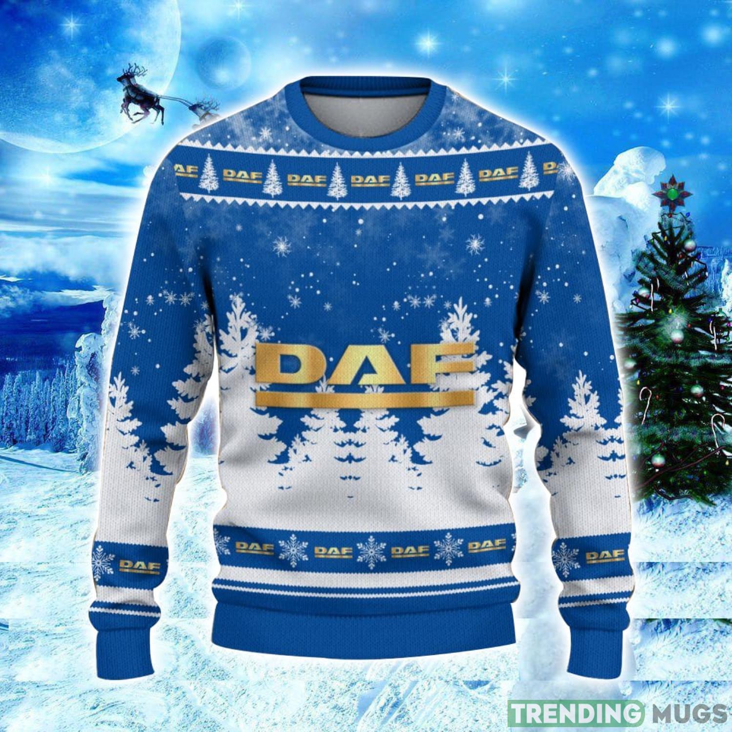 DAF Trucks Logo Wearing Santa Hat Christmas Gift Ugly Christmas Sweater Christmas Gift Ideas 3D Sweater DAF Trucks Logo Wearing Santa Hat Christmas Gift Ugly Christmas Sweater Christmas Gift Ideas 3D Sweater