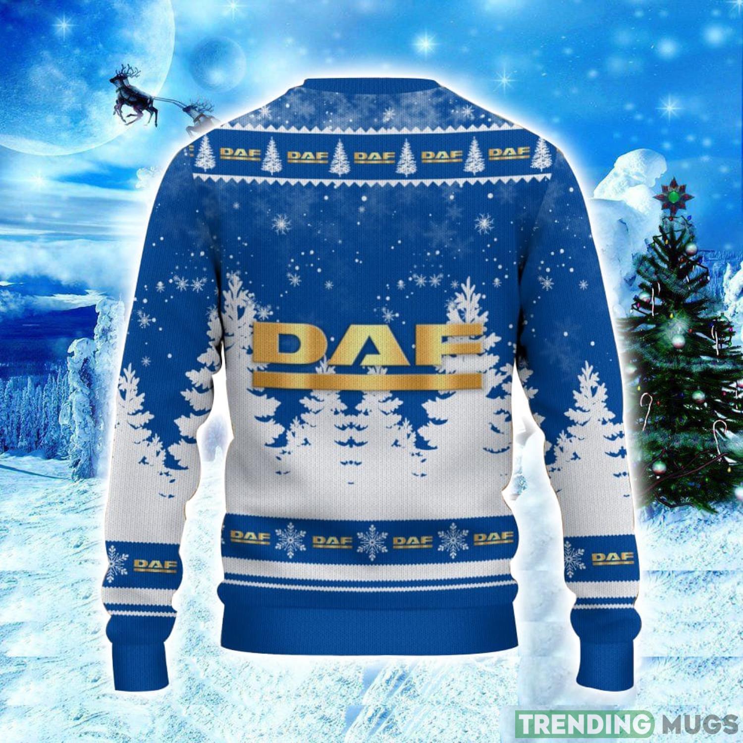 DAF Trucks Logo Wearing Santa Hat Christmas Gift Ugly Christmas Sweater Christmas Gift Ideas 3D Sweater DAF Trucks Logo Wearing Santa Hat Christmas Gift Ugly Christmas Sweater Christmas Gift Ideas 3D Sweater