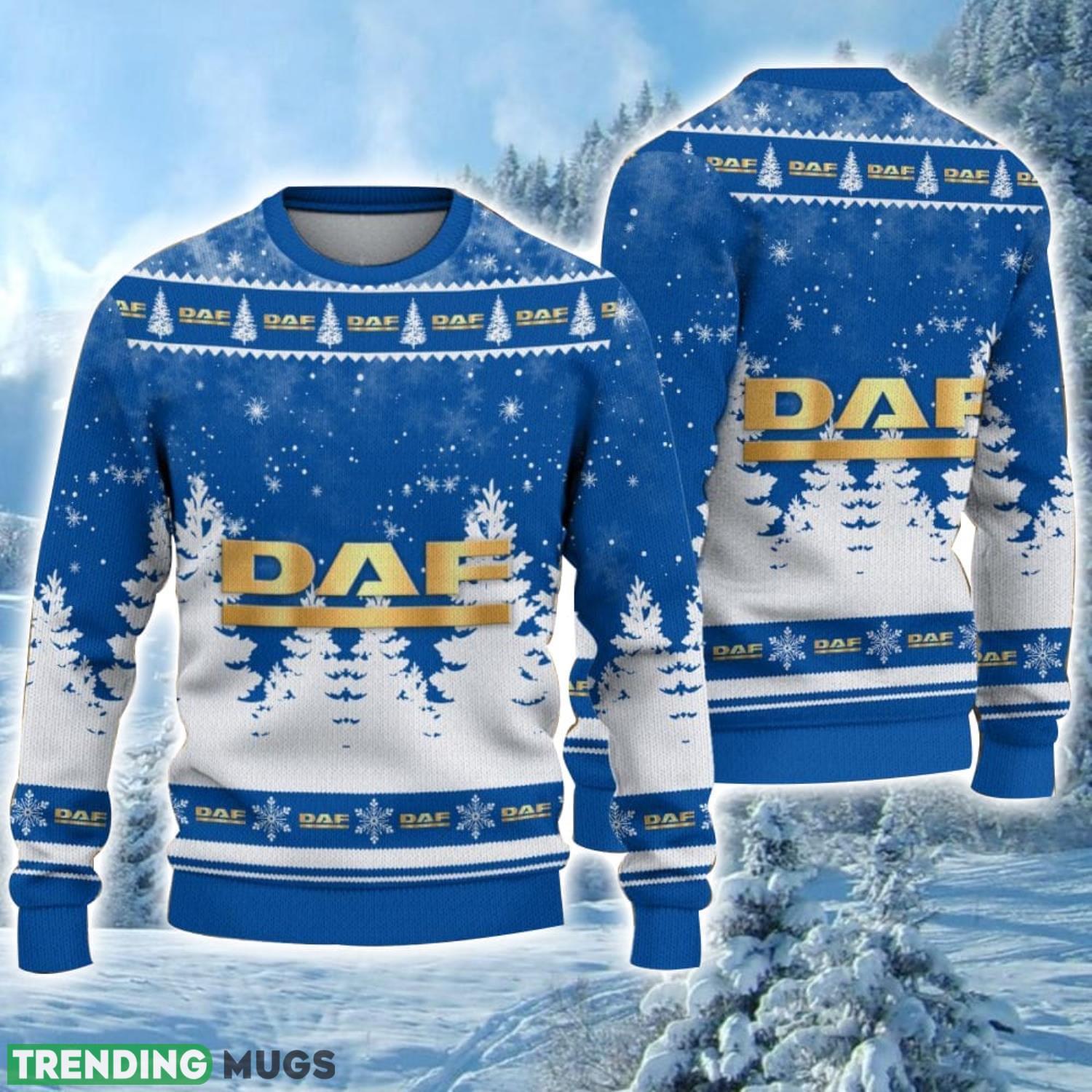 DAF Trucks Logo Wearing Santa Hat Christmas Gift Ugly Christmas Sweater For Car Lover 3D Sweater Product Photo 1 DAF Trucks Logo Wearing Santa Hat Christmas Gift Ugly Christmas Sweater For Car Lover 3D Sweater Product Photo 1