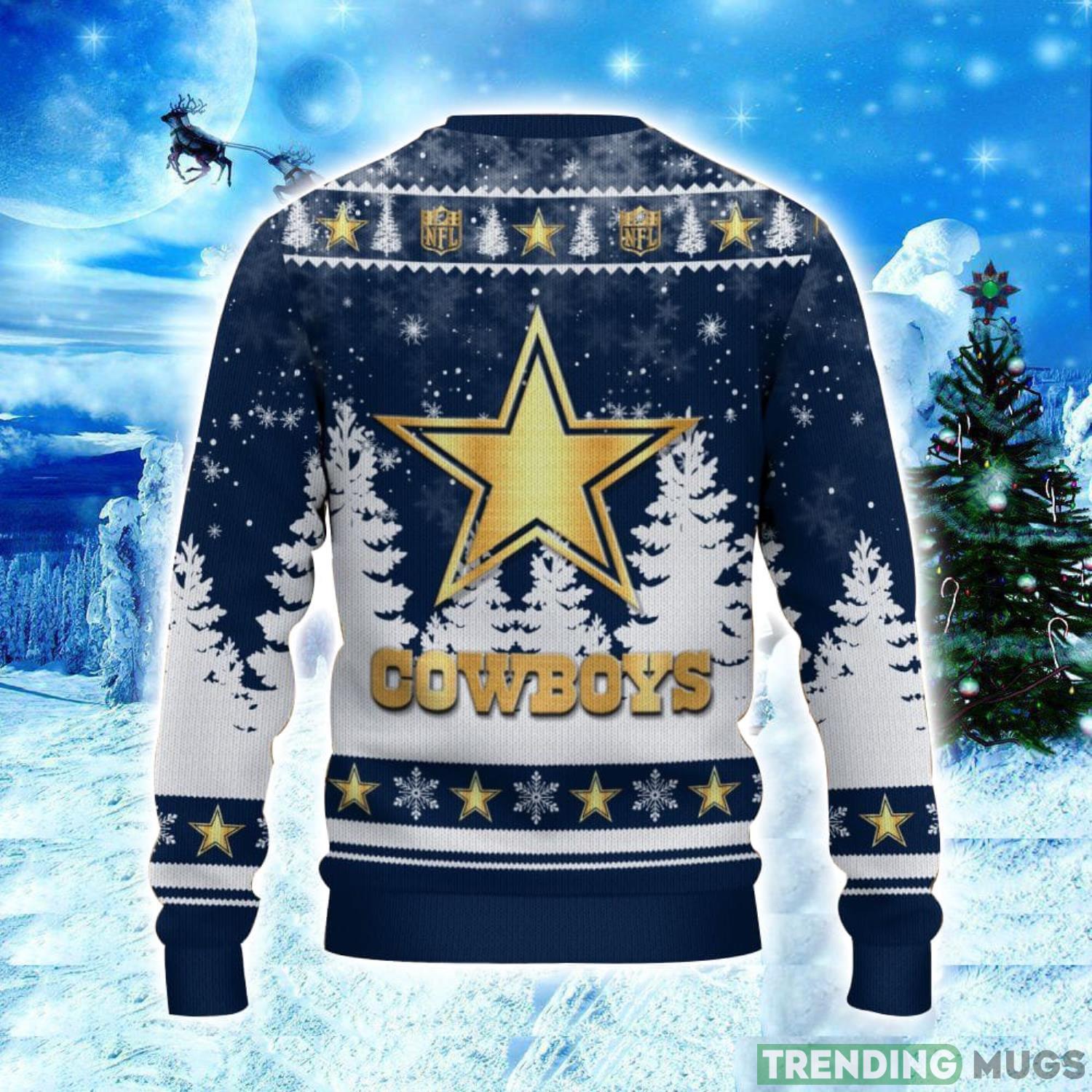 Dallas Cowboys Logo Wearing Santa Hat Christmas Gift Ugly Christmas Sweater Christmas Gift Ideas 3D Sweater Dallas Cowboys Logo Wearing Santa Hat Christmas Gift Ugly Christmas Sweater Christmas Gift Ideas 3D Sweater