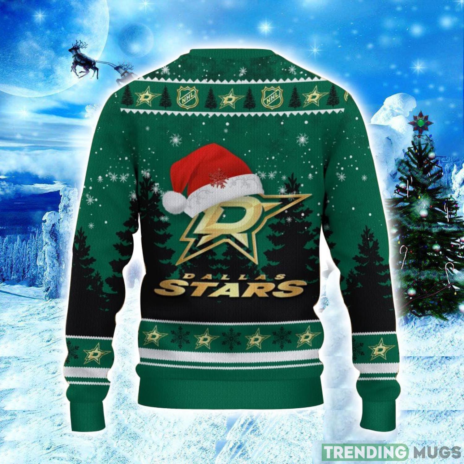 Dallas Stars Logo Wearing Santa Hat Christmas Gift Ugly Christmas Sweater Christmas Gift Ideas 3D Sweater Dallas Stars Logo Wearing Santa Hat Christmas Gift Ugly Christmas Sweater Christmas Gift Ideas 3D Sweater