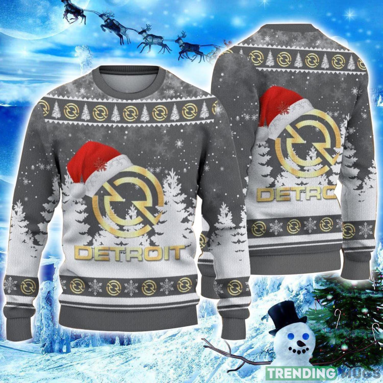 Detroit Diesel Logo Wearing Santa Hat Christmas Gift Ugly Christmas Sweater Christmas Gift Ideas Product Photo 1 Detroit Diesel Logo Wearing Santa Hat Christmas Gift Ugly Christmas Sweater Christmas Gift Ideas Product Photo 1