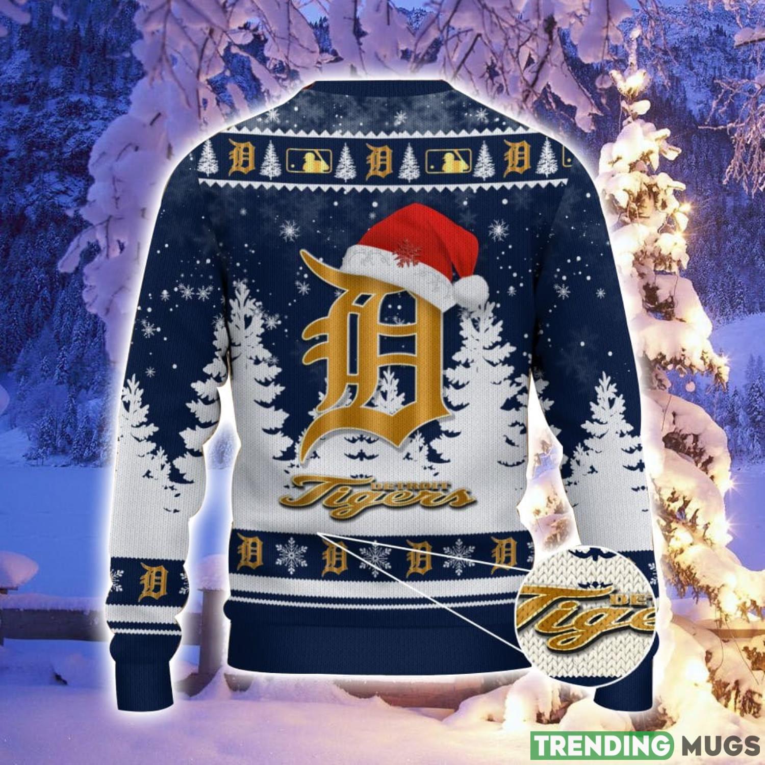 Detroit Tigers Logo Wearing Santa Hat Christmas Gift Ugly Christmas Sweater Christmas Gift Ideas 3D Sweater Detroit Tigers Logo Wearing Santa Hat Christmas Gift Ugly Christmas Sweater Christmas Gift Ideas 3D Sweater