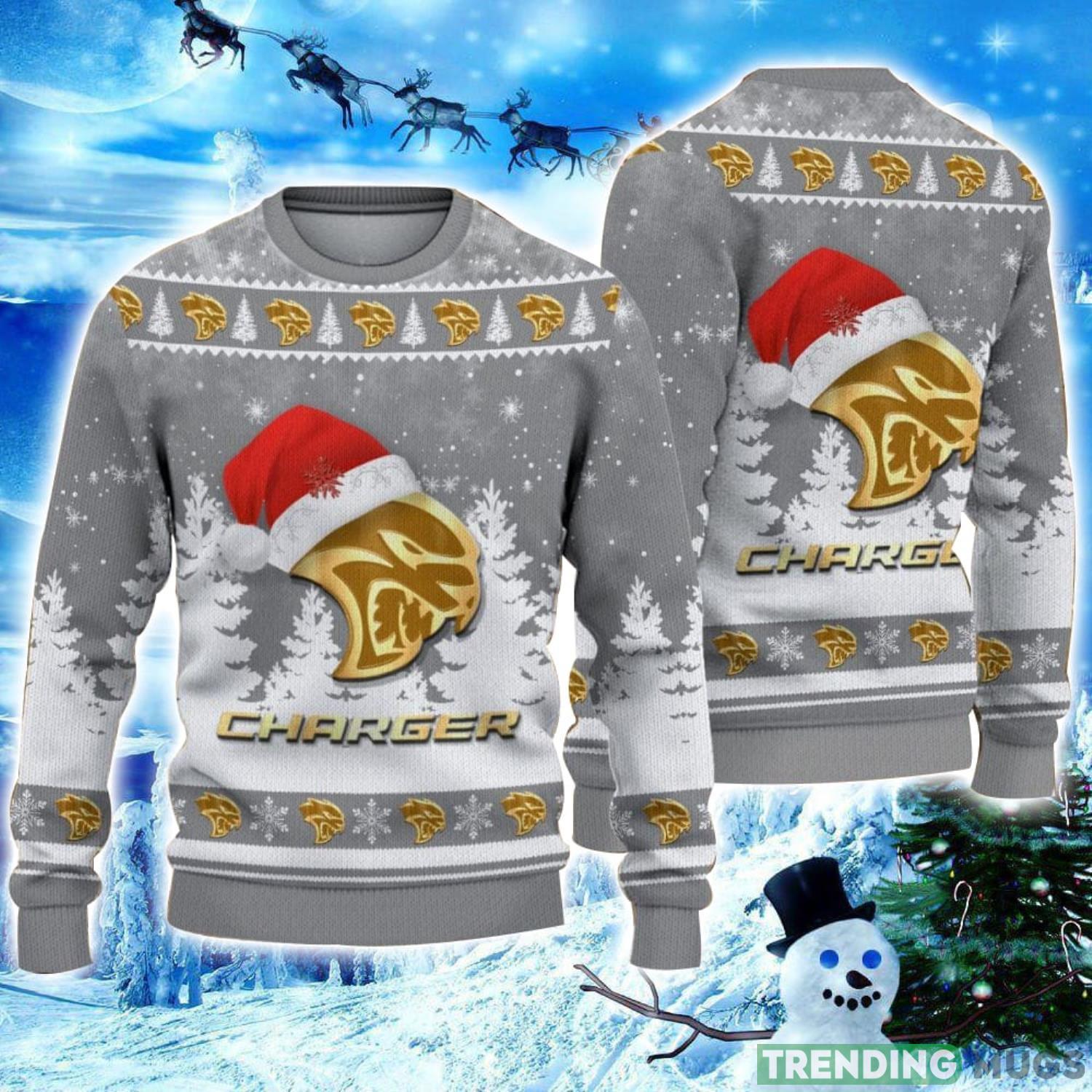Dodge Charger Logo Wearing Santa Hat Christmas Gift Ugly Christmas Sweater Christmas Gift Ideas Product Photo 1 Dodge Charger Logo Wearing Santa Hat Christmas Gift Ugly Christmas Sweater Christmas Gift Ideas Product Photo 1