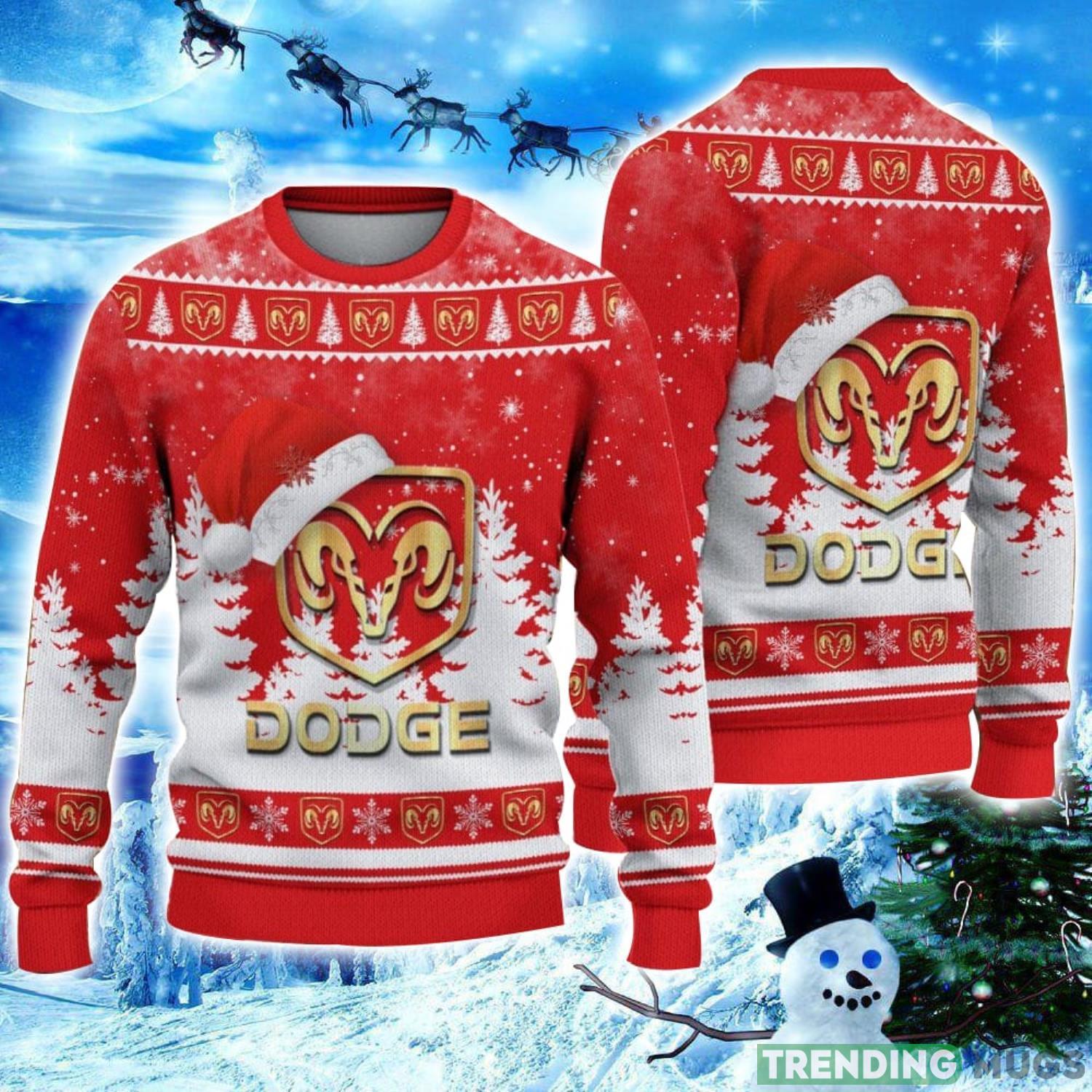 Dodge Logo Wearing Santa Hat Christmas Gift Ugly Christmas Sweater Christmas Gift Ideas 3D Sweater Dodge Logo Wearing Santa Hat Christmas Gift Ugly Christmas Sweater Christmas Gift Ideas 3D Sweater