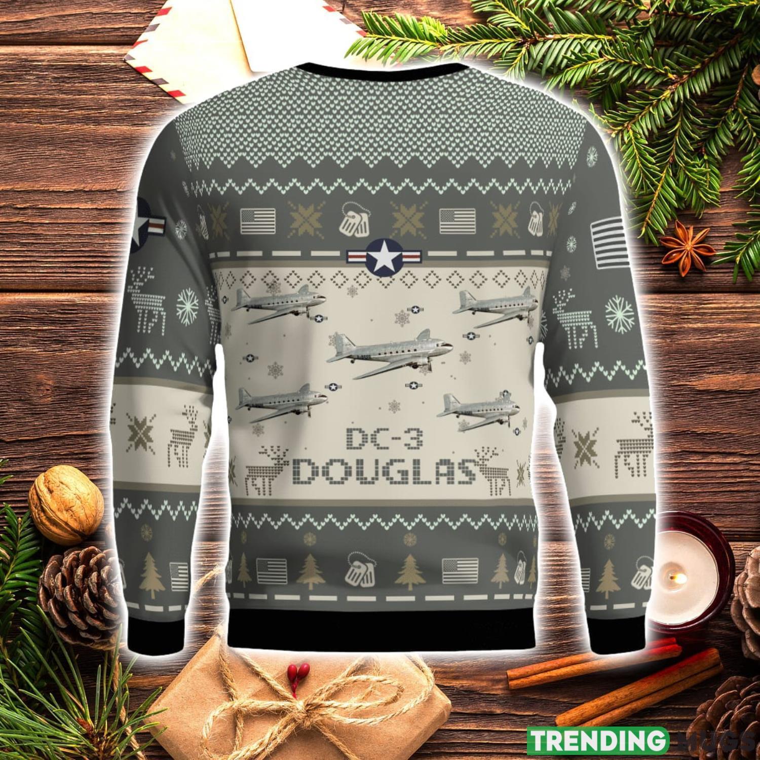 Douglas DC 3 DC3 Aircraft New Trend Veteran Sweater Ugly Christmas Sweater Military Christmas Sweater 3D Sweater Douglas DC 3 DC3 Aircraft New Trend Veteran Sweater Ugly Christmas Sweater Military Christmas Sweater 3D Sweater