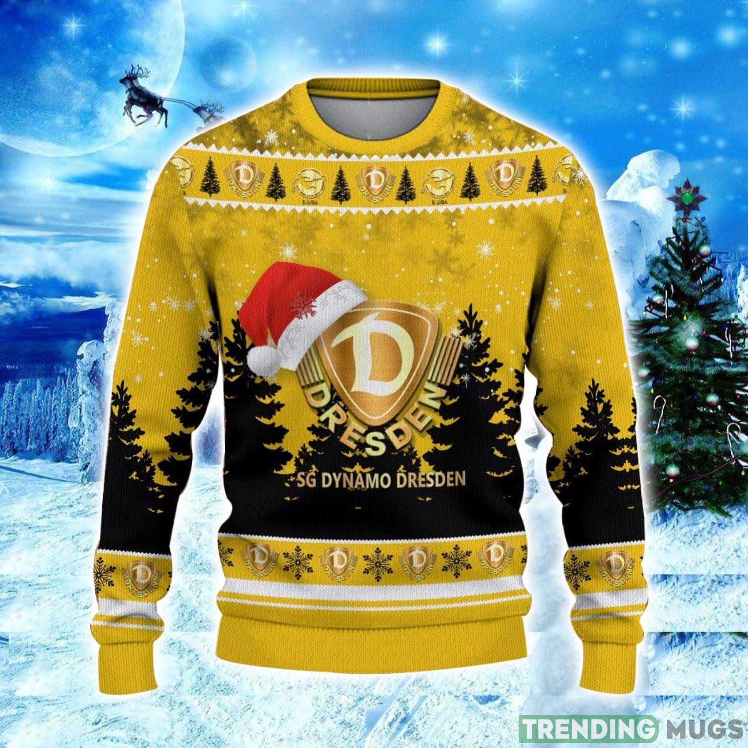 Dynamo Dresden Logo Wearing Santa Hat Ugly Christmas Sweater Unisex 3D Christmas sweater 3D Sweater Dynamo Dresden Logo Wearing Santa Hat Ugly Christmas Sweater Unisex 3D Christmas sweater 3D Sweater