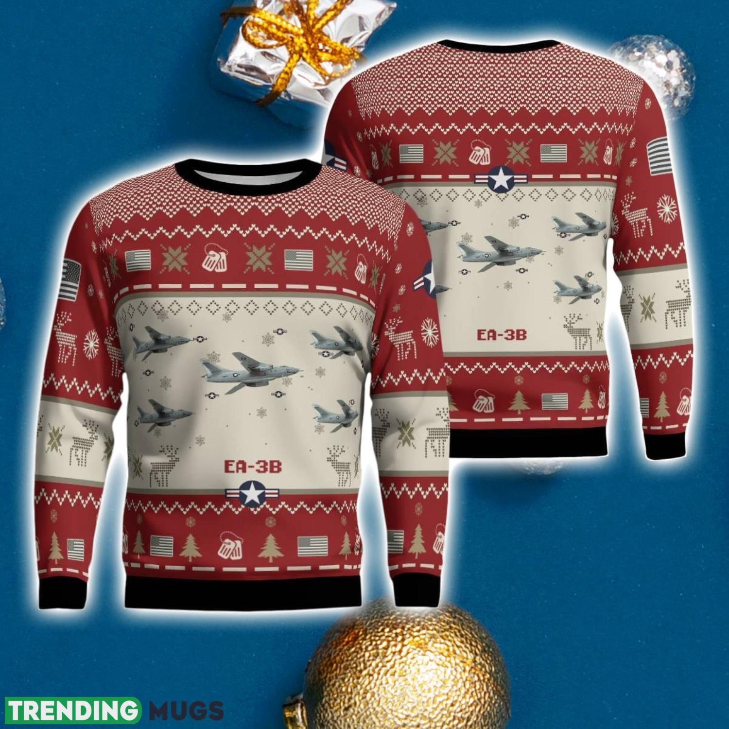 EA-3B EA3B Aircraft Ugly Christmas Sweater Christmas Gift Veteran 3D Sweater Product Photo 1 EA-3B EA3B Aircraft Ugly Christmas Sweater Christmas Gift Veteran 3D Sweater Product Photo 1