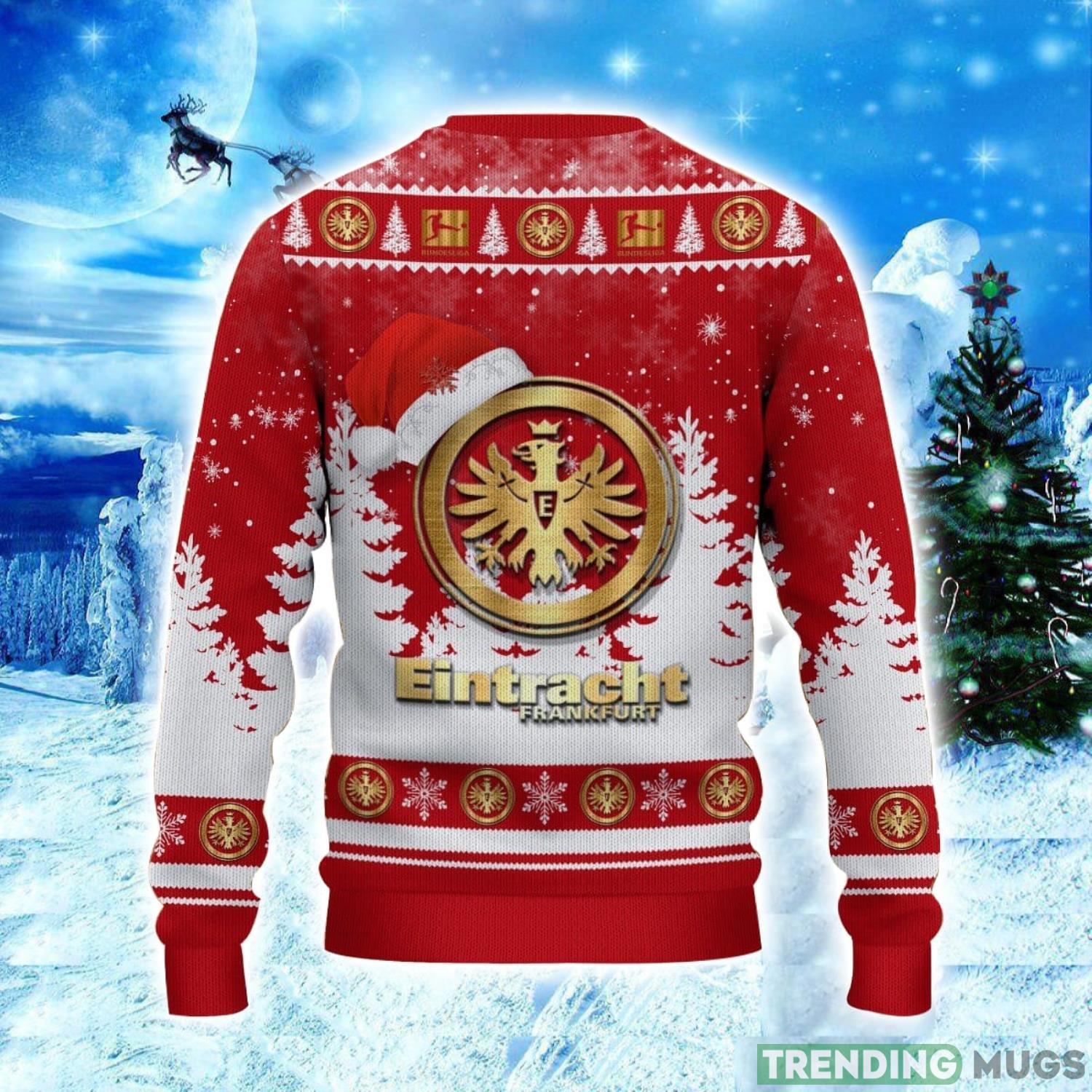Eintracht Frankfurt Logo Wearing Santa Hat Ugly Christmas Sweater Unisex 3D Christmas sweater 3D Sweater Eintracht Frankfurt Logo Wearing Santa Hat Ugly Christmas Sweater Unisex 3D Christmas sweater 3D Sweater