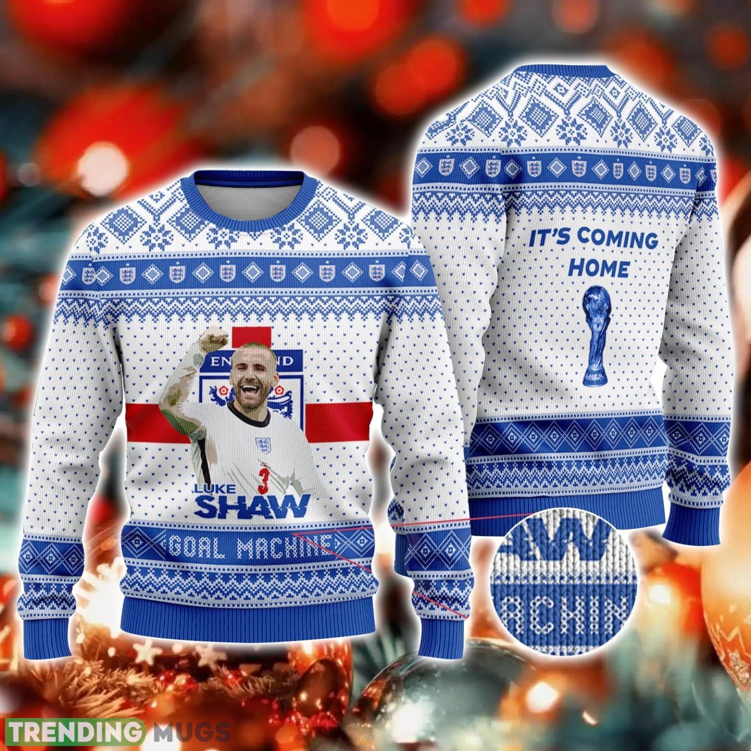 England Luke Shaw It's Coming Home FiFa World Cup Qatar 2022 Ugly Christmas Sweater Christmas Gift For Sport Fans 3D Sweater England Luke Shaw It's Coming Home FiFa World Cup Qatar 2022 Ugly Christmas Sweater Christmas Gift For Sport Fans Product Photo 1