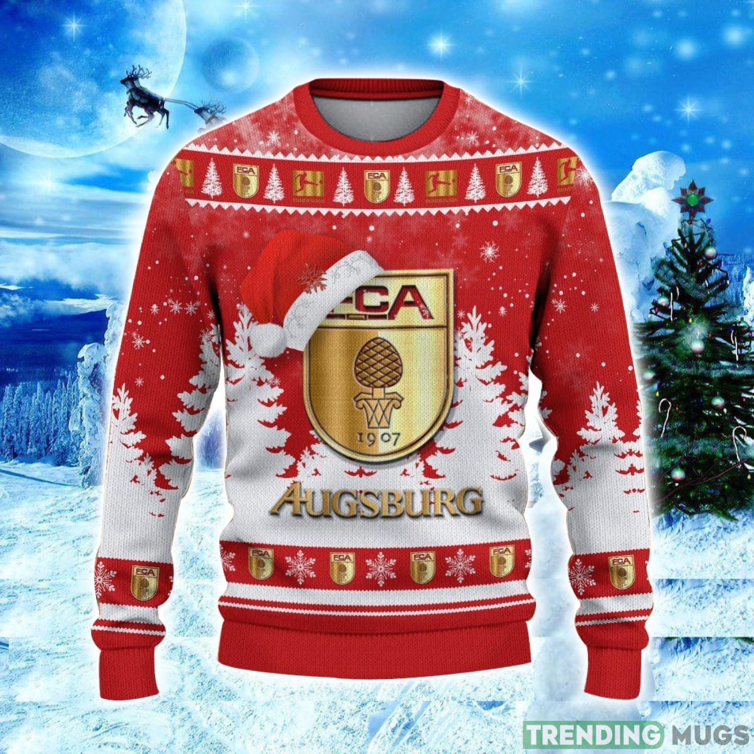 FC Augsburg Logo Wearing Santa Hat Ugly Christmas Sweater Unisex 3D Christmas sweater 3D Sweater FC Augsburg Logo Wearing Santa Hat Ugly Christmas Sweater Unisex 3D Christmas sweater 3D Sweater