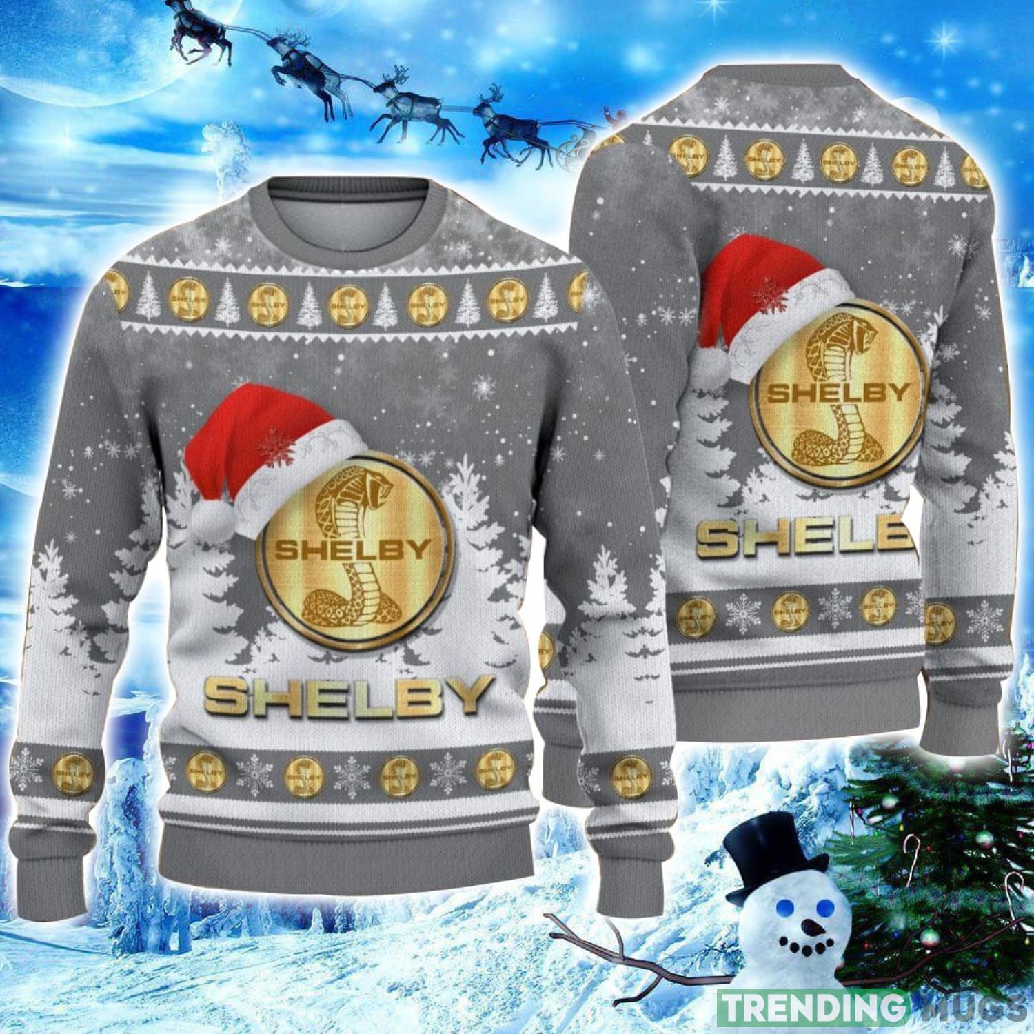 Ford Shelby Logo Wearing Santa Hat Christmas Gift Ugly Christmas Sweater Christmas Gift Ideas Product Photo 1