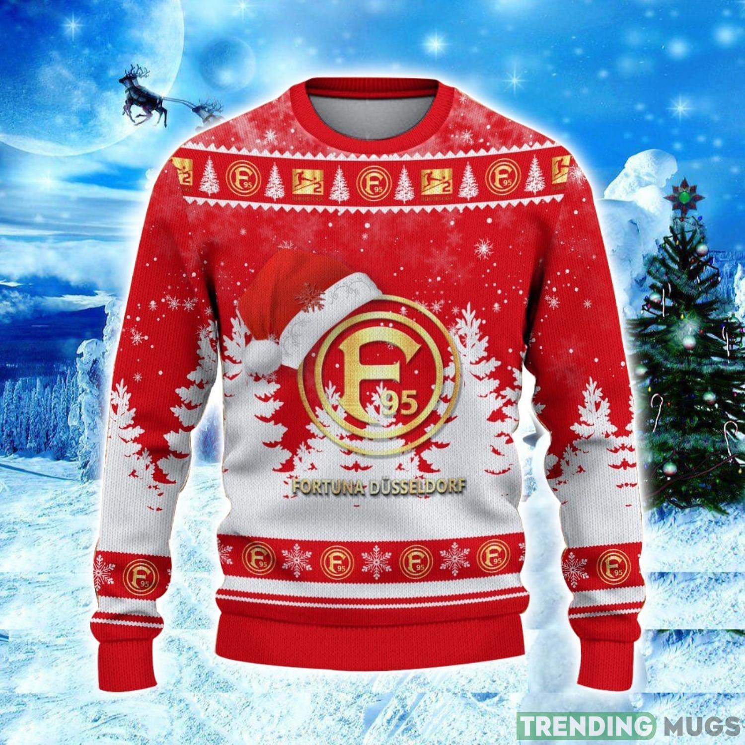 Fortuna Dusseldorf Logo Wearing Santa Hat Ugly Christmas Sweater Unisex 3D Christmas sweater 3D Sweater Fortuna Dusseldorf Logo Wearing Santa Hat Ugly Christmas Sweater Unisex 3D Christmas sweater 3D Sweater