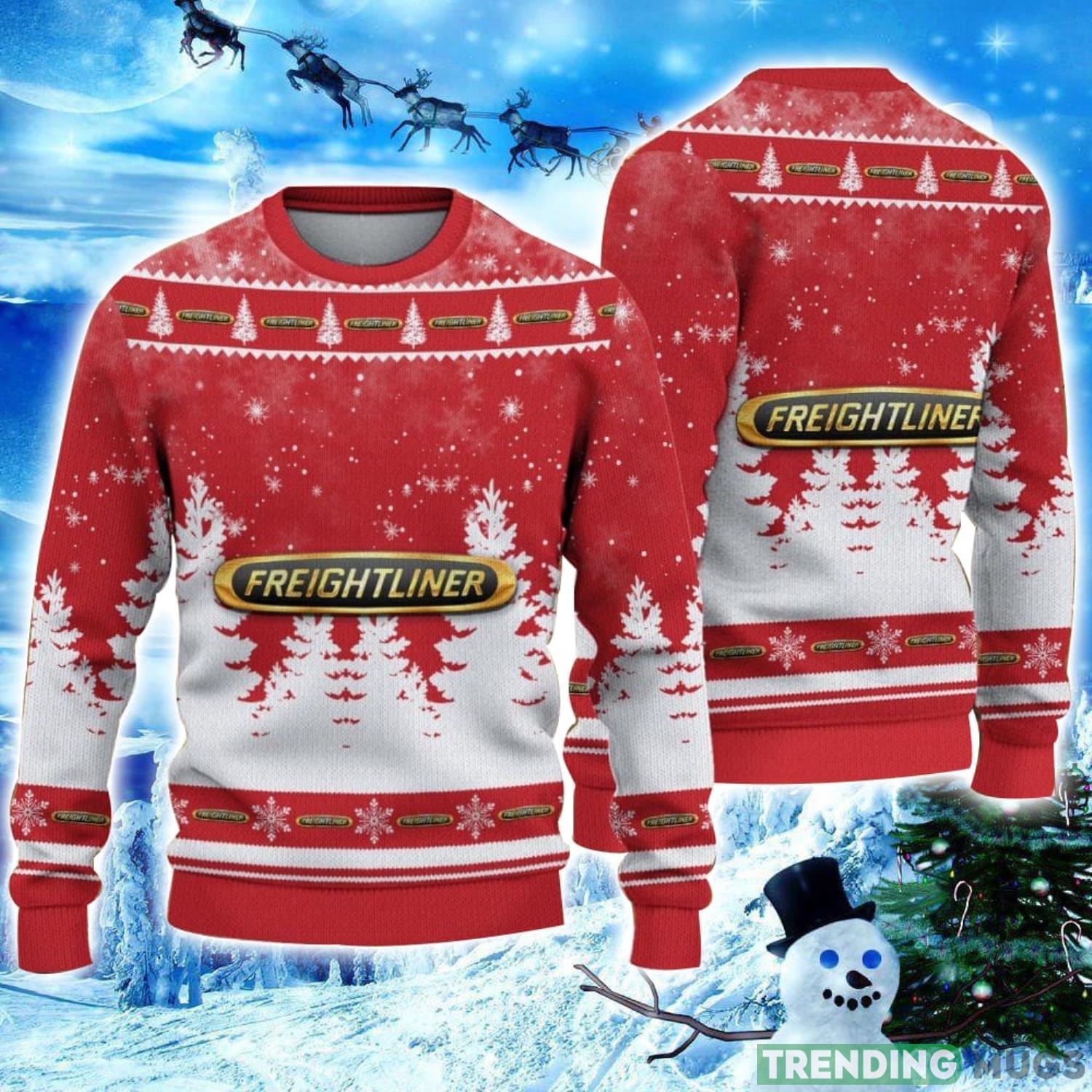 Freightliner Logo Wearing Santa Hat Christmas Gift Ugly Christmas Sweater Christmas Gift Ideas Product Photo 1