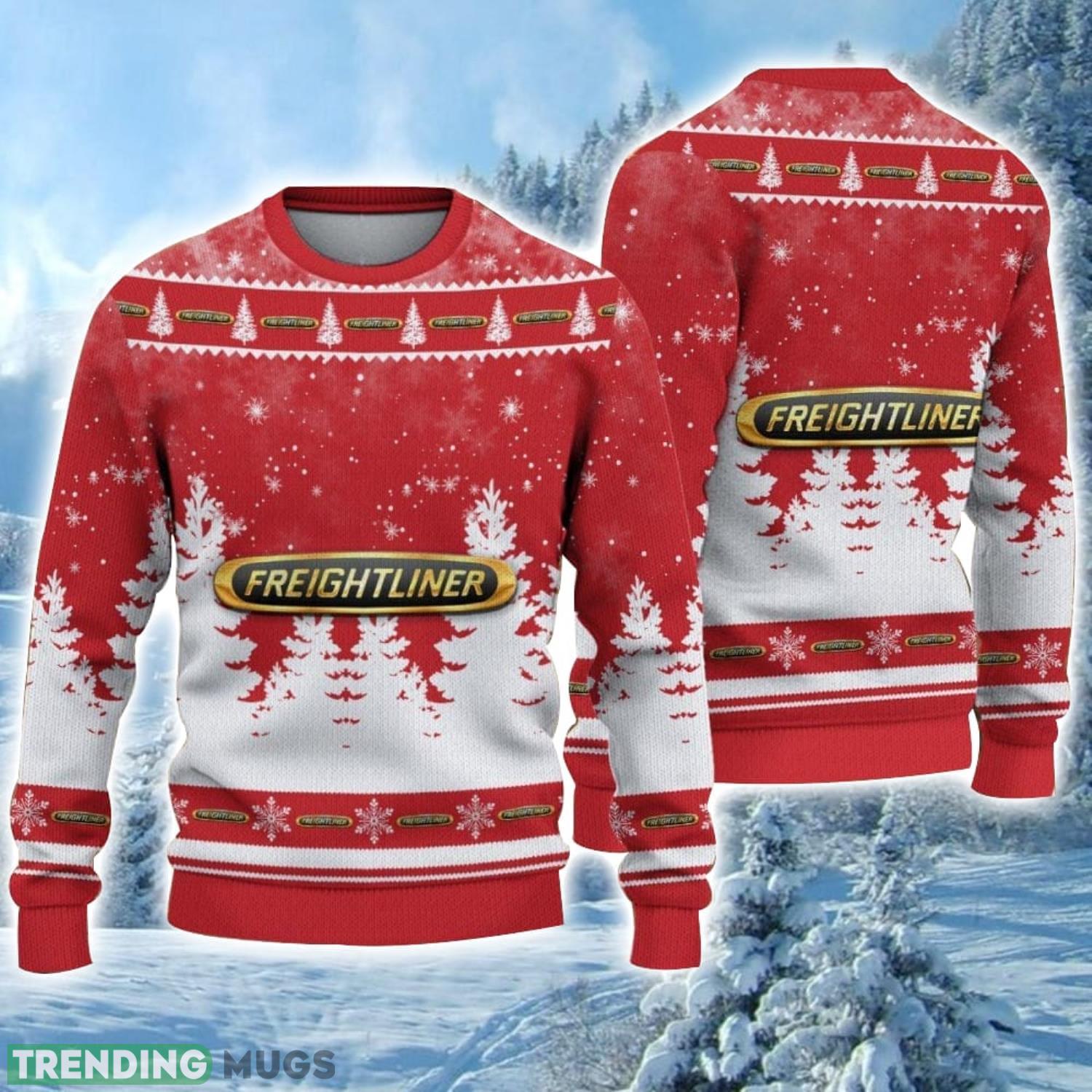 Freightliner Logo Wearing Santa Hat Christmas Gift Ugly Christmas Sweater For Car Lover 3D Sweater Product Photo 1 Freightliner Logo Wearing Santa Hat Christmas Gift Ugly Christmas Sweater For Car Lover 3D Sweater Product Photo 1