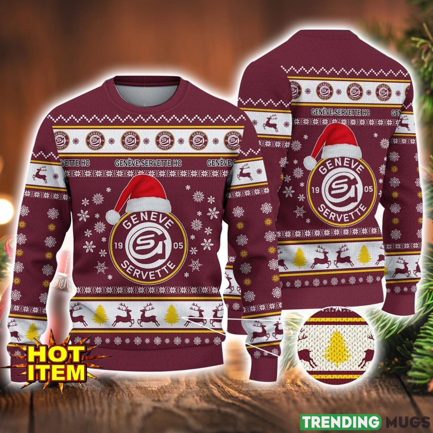 Geneve-Servette HC 3D Ugly Christmas Sweater For Men And Women Sport Fans Product Photo 1 Geneve-Servette HC 3D Ugly Christmas Sweater For Men And Women Sport Fans Product Photo 1