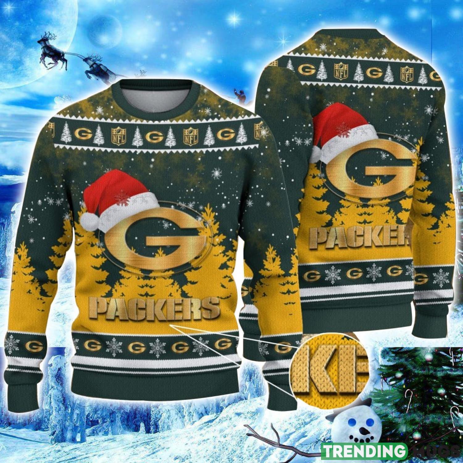 Green Bay Packers Logo Wearing Santa Hat Christmas Gift Ugly Christmas Sweater Christmas Gift Ideas Product Photo 1 Green Bay Packers Logo Wearing Santa Hat Christmas Gift Ugly Christmas Sweater Christmas Gift Ideas Product Photo 1