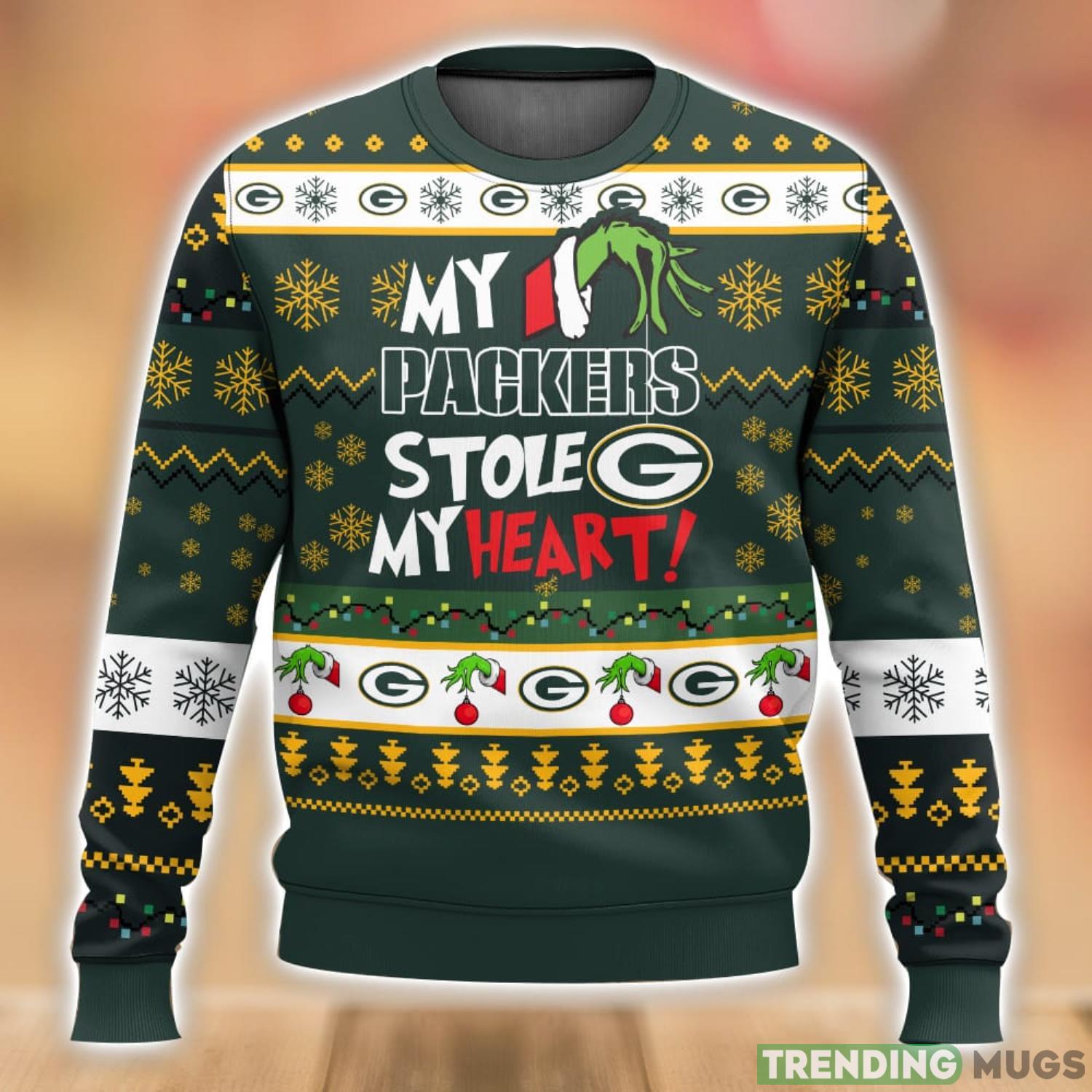 Green Bay Packers Stole My Heart Ugly Sweater 3D Printed Men And Women Christmas Gift Product Photo 1 Green Bay Packers Stole My Heart Ugly Sweater 3D Printed Men And Women Christmas Gift Product Photo 1