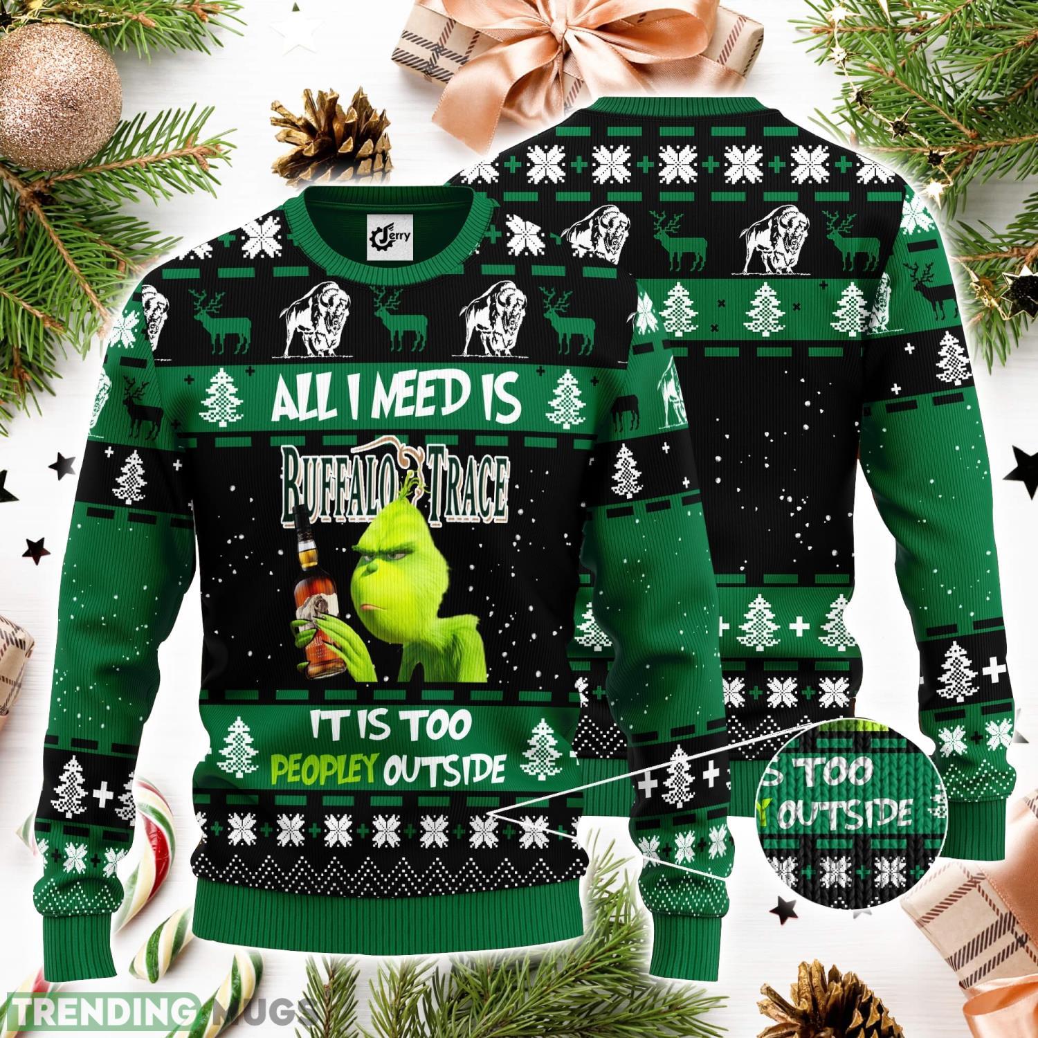 Grinch All I Need Is Buffalo Trace It Is Too Peopley Outside 3D Ugly Christmas Sweater Unisex Sweater Christmas Gift Product Photo 1 Grinch All I Need Is Buffalo Trace It Is Too Peopley Outside 3D Ugly Christmas Sweater Unisex Sweater Christmas Gift Product Photo 1