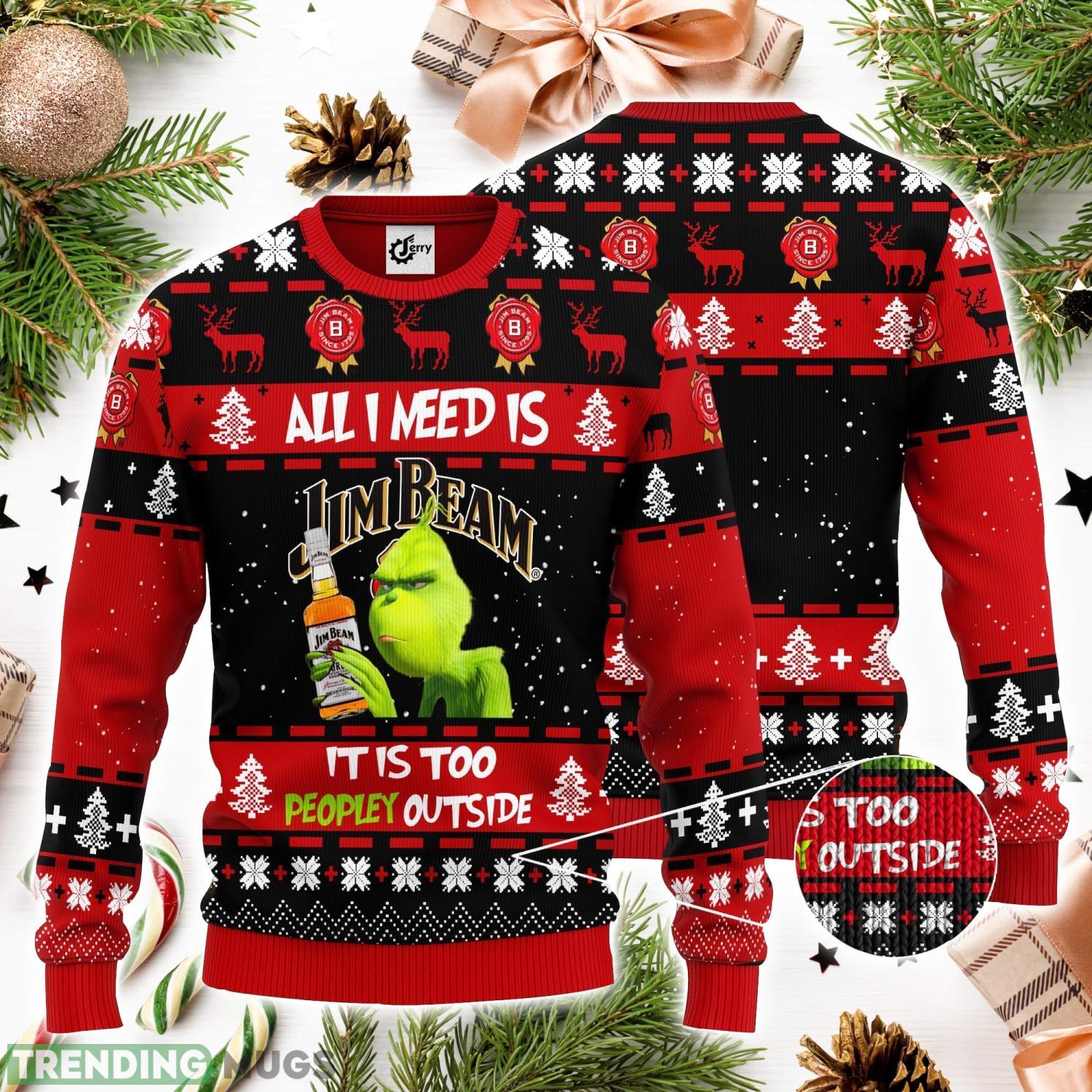 Grinch All I Need Is Jim Beam It Is Too Peopley Outside 3D Ugly Christmas Sweater Unisex Sweater Christmas Gift Product Photo 1 Grinch All I Need Is Jim Beam It Is Too Peopley Outside 3D Ugly Christmas Sweater Unisex Sweater Christmas Gift Product Photo 1