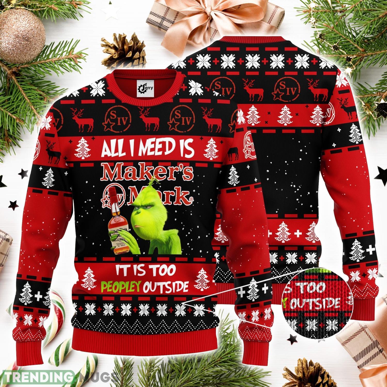 Grinch All I Need Is Maker's Mark It Is Too Peopley Outside 3D Ugly Christmas Sweater Unisex Sweater Christmas Gift 3D Sweater Grinch All I Need Is Maker's Mark It Is Too Peopley Outside 3D Ugly Christmas Sweater Unisex Sweater Christmas Gift Product Photo 1