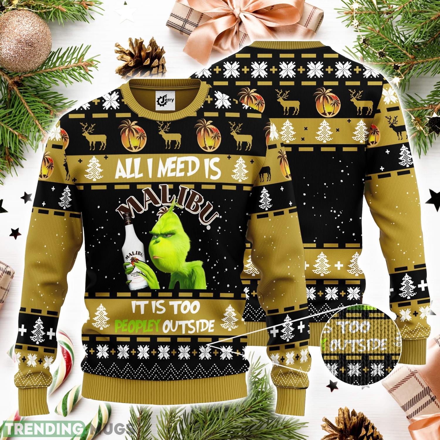 Grinch All I Need Is Malibu Rum It Is Too Peopley Outside 3D Ugly Christmas Sweater Unisex Sweater Christmas Gift Product Photo 1 Grinch All I Need Is Malibu Rum It Is Too Peopley Outside 3D Ugly Christmas Sweater Unisex Sweater Christmas Gift Product Photo 1