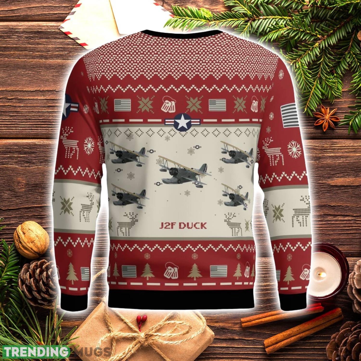 Grumman J2F Duck Aircraft Red Ugly Christmas Sweater Christmas Gift Veteran USA Air Force 3D Sweater 3D Sweater Grumman J2F Duck Aircraft Red Ugly Christmas Sweater Christmas Gift Veteran USA Air Force 3D Sweater 3D Sweater