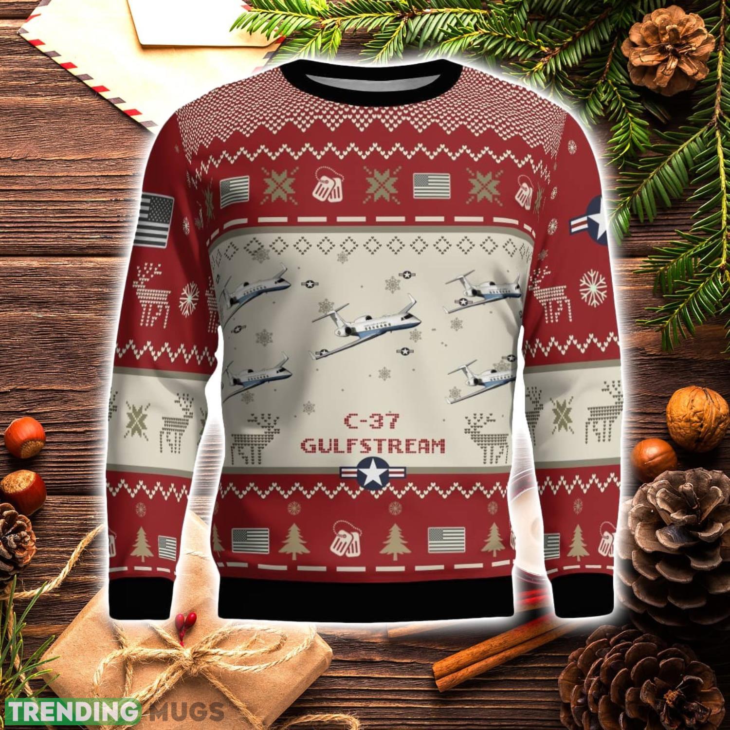 Gulfstream C 37 C37 Aircraft Red Ugly Christmas Sweater Christmas Gift Veteran USA Air Force 3D Sweater 3D Sweater Gulfstream C 37 C37 Aircraft Red Ugly Christmas Sweater Christmas Gift Veteran USA Air Force 3D Sweater 3D Sweater