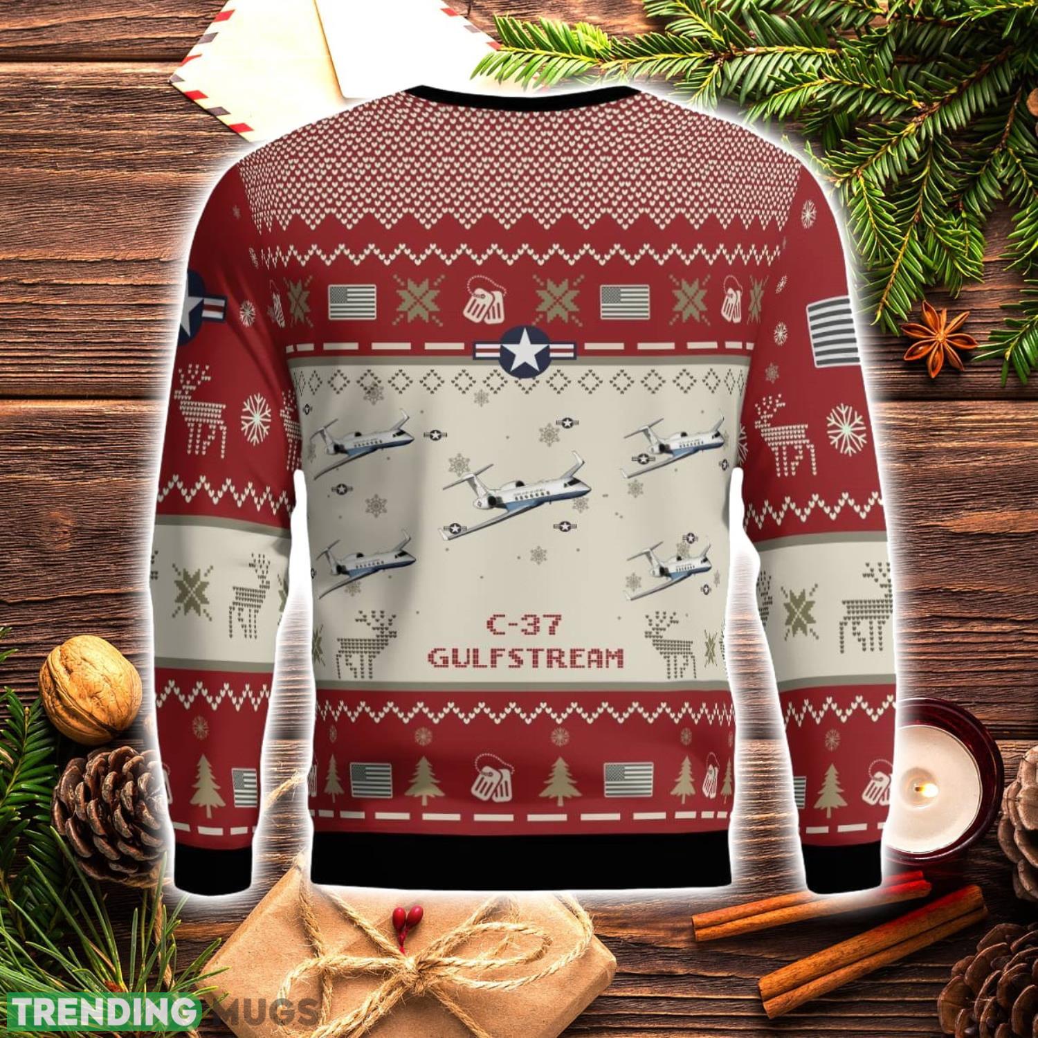 Gulfstream C 37 C37 Aircraft Red Ugly Christmas Sweater Christmas Gift Veteran USA Air Force 3D Sweater 3D Sweater Gulfstream C 37 C37 Aircraft Red Ugly Christmas Sweater Christmas Gift Veteran USA Air Force 3D Sweater 3D Sweater