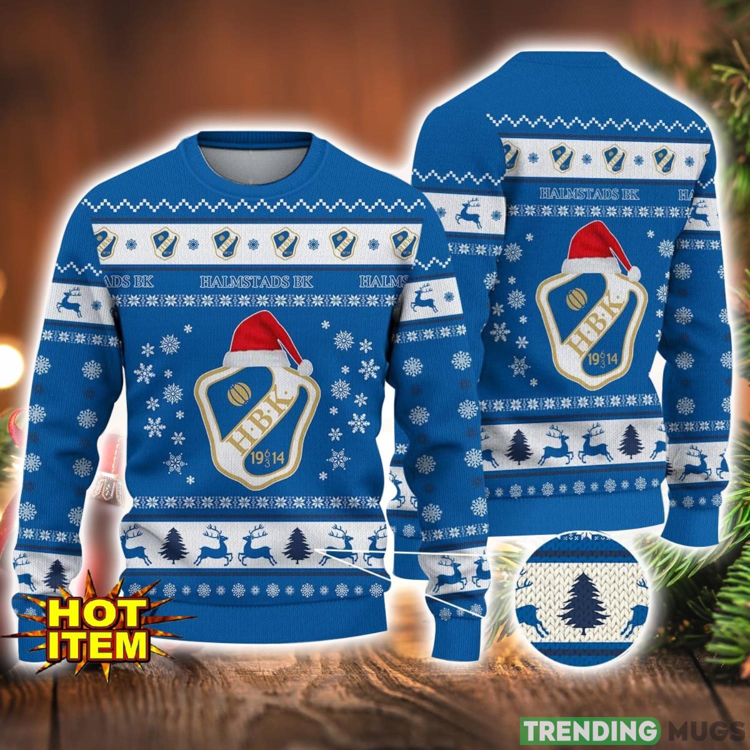 Halmstads BK 3D Ugly Christmas Sweater For Men And Women Sport Fans Product Photo 1 Halmstads BK 3D Ugly Christmas Sweater For Men And Women Sport Fans Product Photo 1