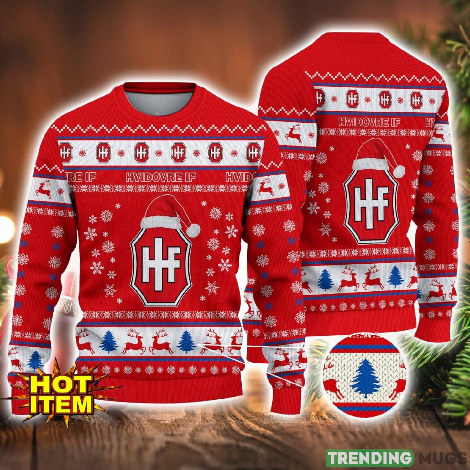 Hvidovre IF 3D Ugly Christmas Sweater For Men And Women Sport Fans Product Photo 1 Hvidovre IF 3D Ugly Christmas Sweater For Men And Women Sport Fans Product Photo 1