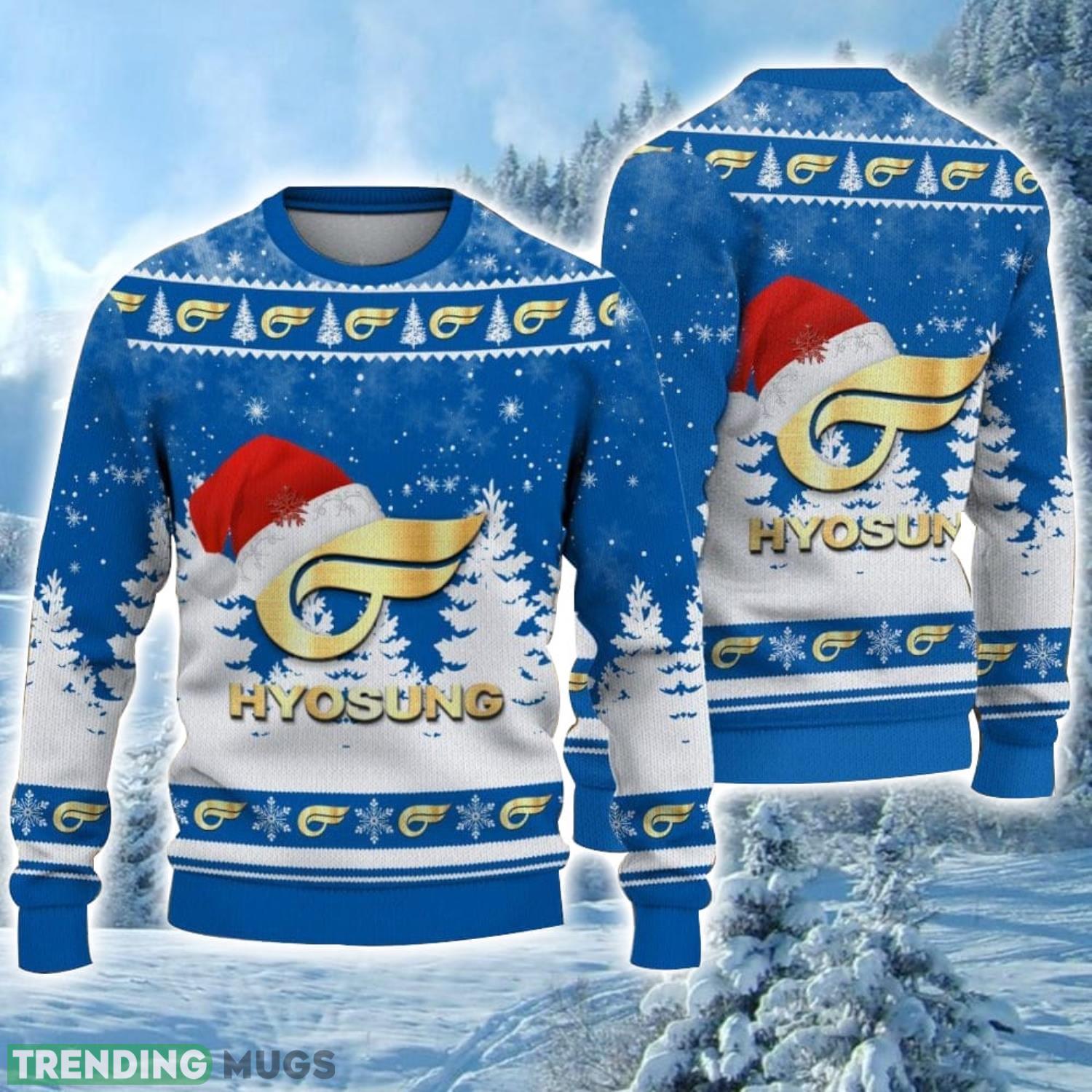 Hyosung Logo Wearing Santa Hat Christmas Gift Ugly Christmas Sweater For Car Lover 3D Sweater Product Photo 1 Hyosung Logo Wearing Santa Hat Christmas Gift Ugly Christmas Sweater For Car Lover 3D Sweater Product Photo 1