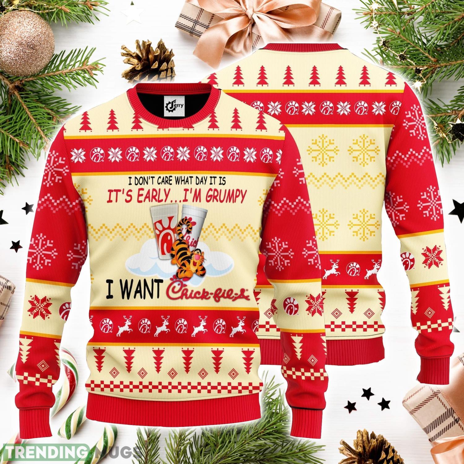 I Don't Care What Day It Is It's Early I'm Grumpy I Want Chick Fil A 3D Ugly Christmas Sweater Unisex Sweater Christmas Gift 3D Sweater I Don't Care What Day It Is It's Early I'm Grumpy I Want Chick-Fil-A 3D Ugly Christmas Sweater Unisex Sweater Christmas Gift Product Photo 1