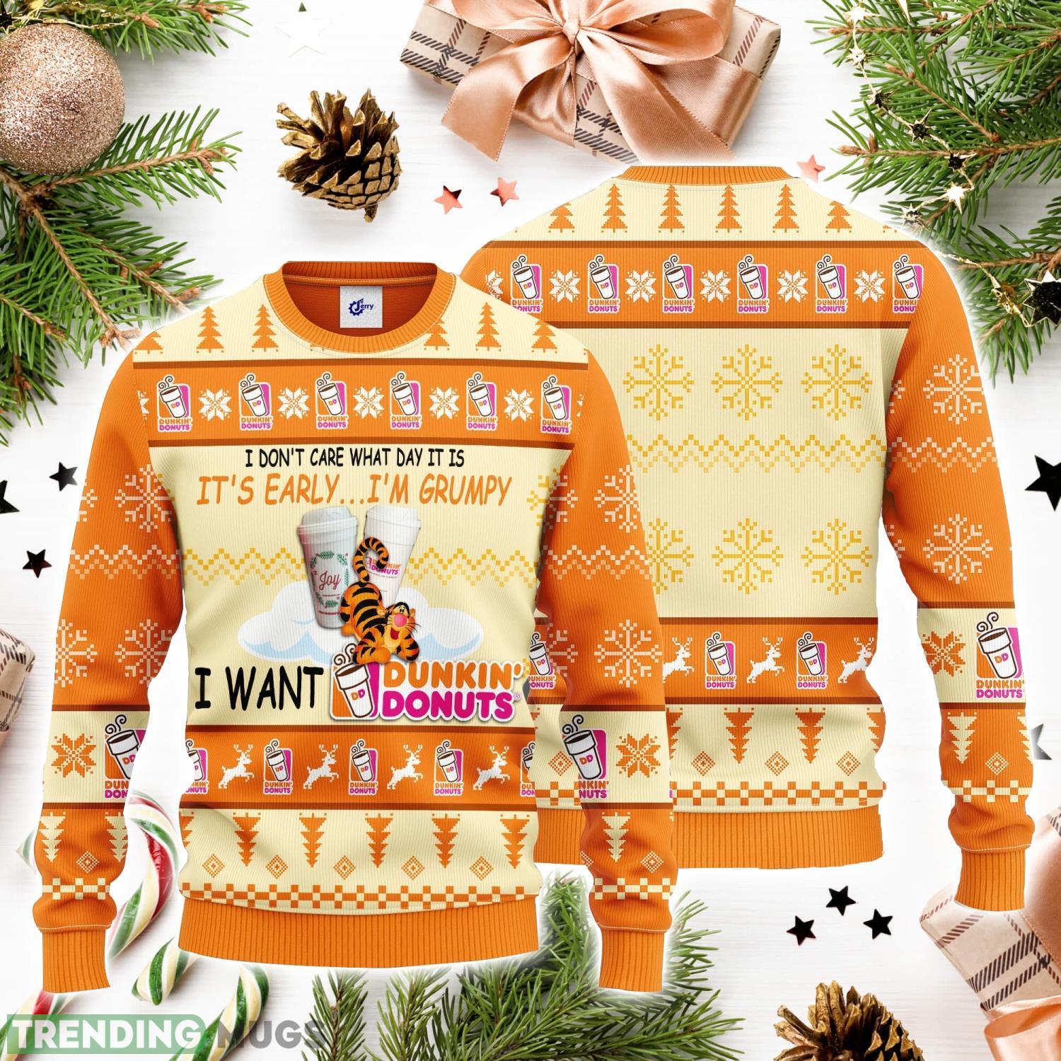 I Don't Care What Day It Is It's Early I'm Grumpy I Want Dunkin Donuts 3D Ugly Christmas Sweater Unisex Sweater Christmas Gift 3D Sweater I Don't Care What Day It Is It's Early I'm Grumpy I Want Dunkin Donuts 3D Ugly Christmas Sweater Unisex Sweater Christmas Gift Product Photo 1