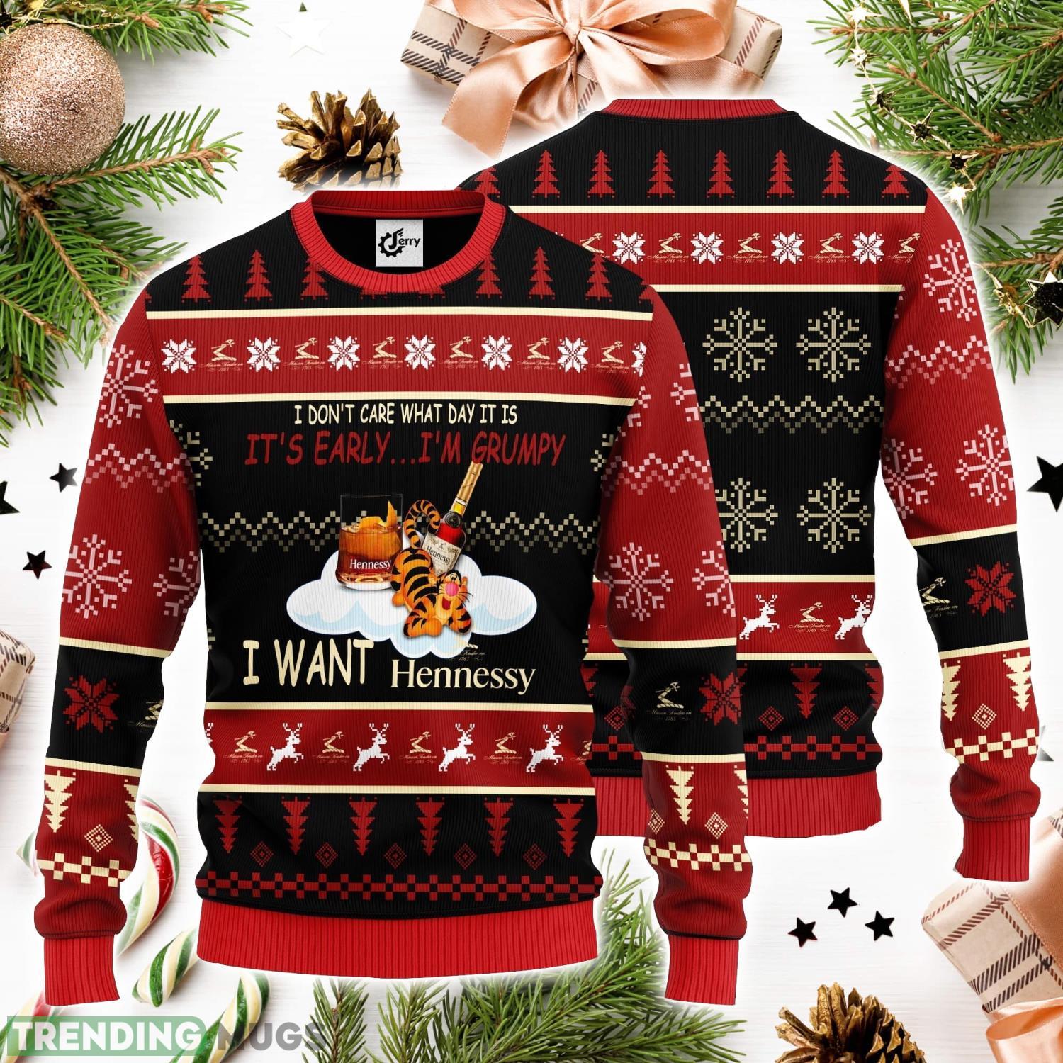 I Don't Care What Day It Is It's Early I'm Grumpy I Want Hennessy 3D Ugly Christmas Sweater Unisex Sweater Christmas Gift 3D Sweater I Don't Care What Day It Is It's Early I'm Grumpy I Want Hennessy 3D Ugly Christmas Sweater Unisex Sweater Christmas Gift Product Photo 1