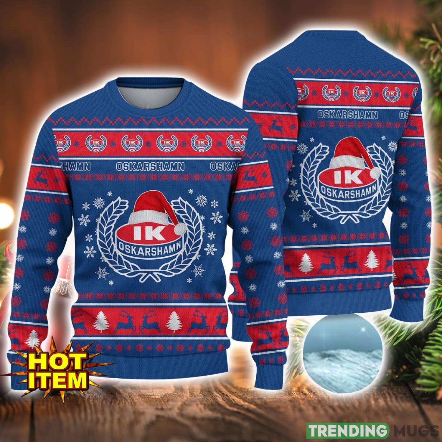 IK Oskarshamn 3D Ugly Christmas Sweater For Men And Women Sport Fans Product Photo 1 IK Oskarshamn 3D Ugly Christmas Sweater For Men And Women Sport Fans Product Photo 1