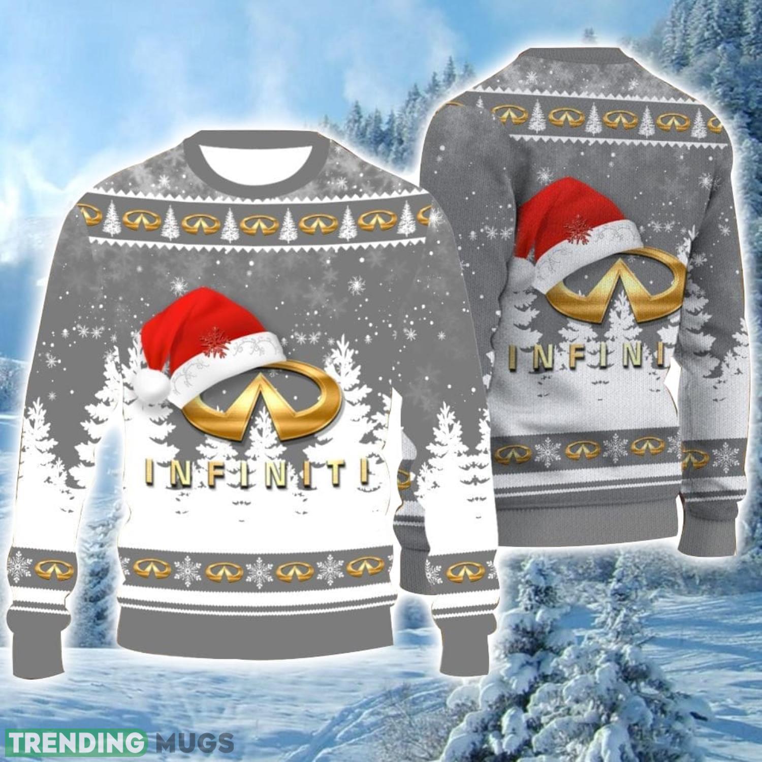 Infiniti Logo Wearing Santa Hat Christmas Gift Ugly Christmas Sweater For Car Lover 3D Sweater Product Photo 1 Infiniti Logo Wearing Santa Hat Christmas Gift Ugly Christmas Sweater For Car Lover 3D Sweater Product Photo 1