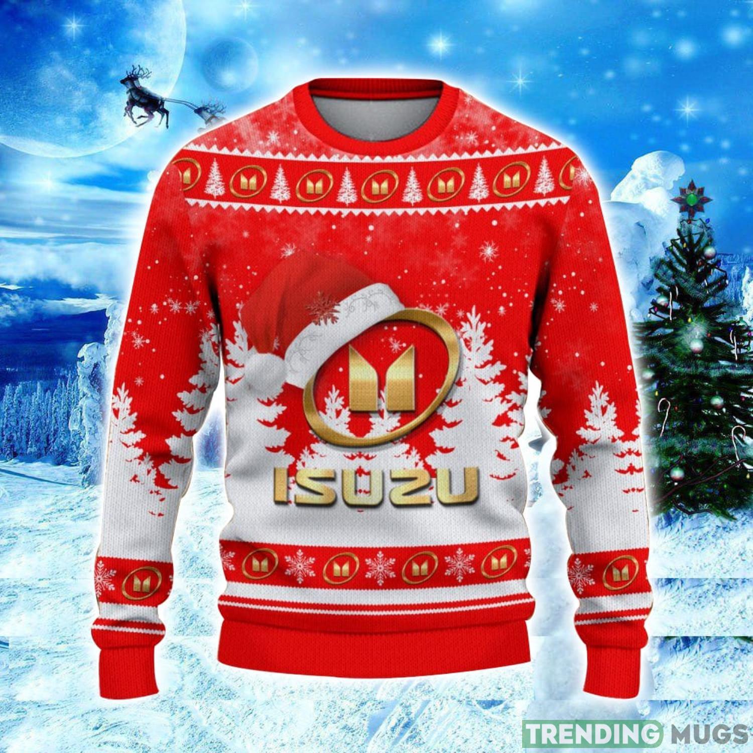Isuzu Logo Wearing Santa Hat Christmas Gift Ugly Christmas Sweater Christmas Gift Ideas 3D Sweater Isuzu Logo Wearing Santa Hat Christmas Gift Ugly Christmas Sweater Christmas Gift Ideas 3D Sweater