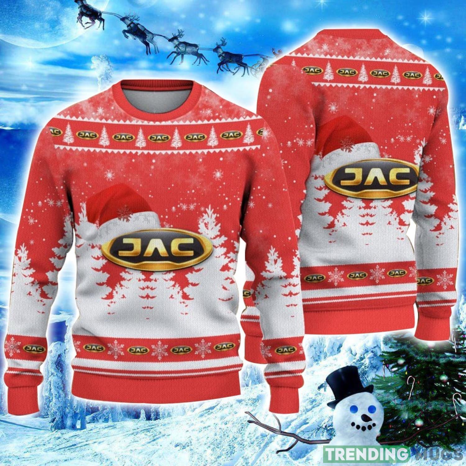 JAC Logo Wearing Santa Hat Christmas Gift Ugly Christmas Sweater Christmas Gift Ideas Product Photo 1 JAC Logo Wearing Santa Hat Christmas Gift Ugly Christmas Sweater Christmas Gift Ideas Product Photo 1