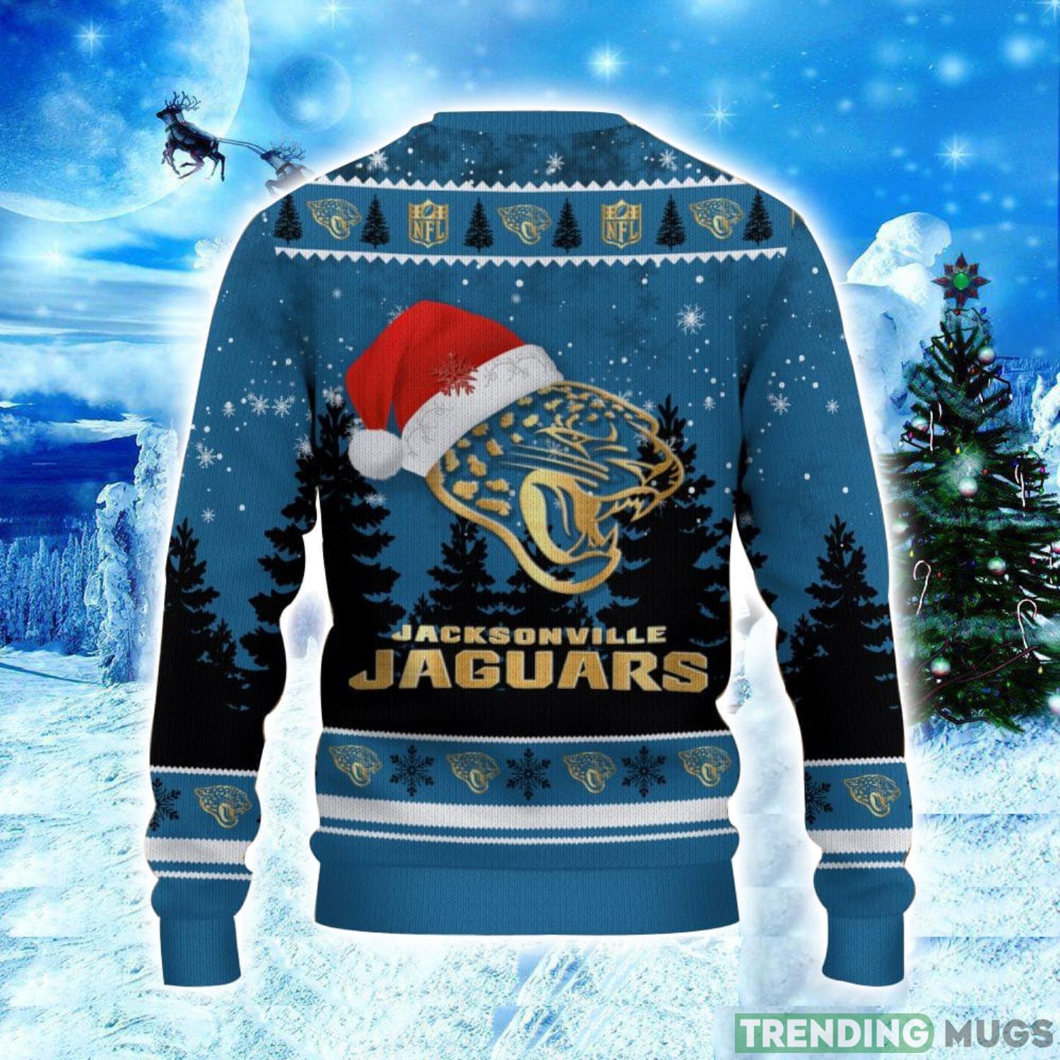 Jacksonville Jaguars Logo Wearing Santa Hat Christmas Gift Ugly Christmas Sweater Christmas Gift Ideas 3D Sweater Jacksonville Jaguars Logo Wearing Santa Hat Christmas Gift Ugly Christmas Sweater Christmas Gift Ideas 3D Sweater