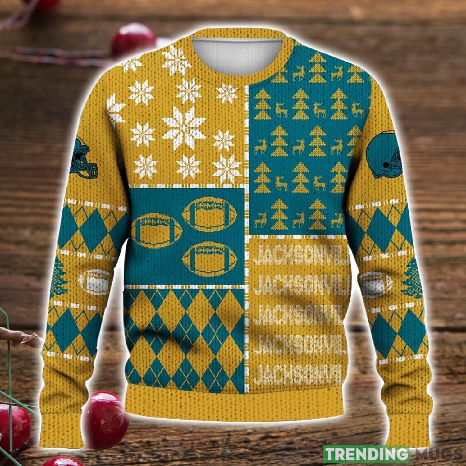 Jacksonville Retro Football American Ugly Christmas Sweater For Men And Women Product Photo 1 Jacksonville Retro Football American Ugly Christmas Sweater For Men And Women Product Photo 1