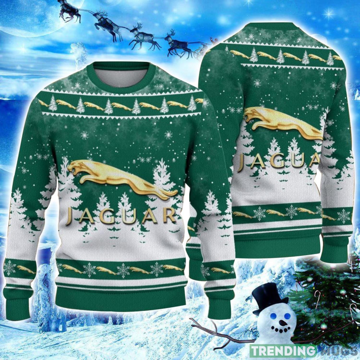 Jaguar Cars Logo Wearing Santa Hat Christmas Gift Ugly Christmas Sweater Christmas Gift Ideas Product Photo 1 Jaguar Cars Logo Wearing Santa Hat Christmas Gift Ugly Christmas Sweater Christmas Gift Ideas Product Photo 1