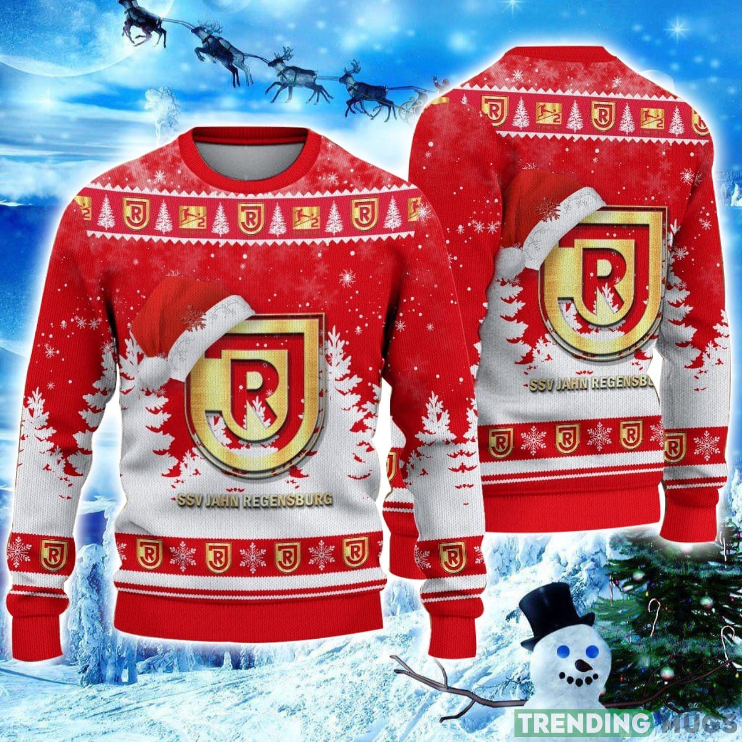 Jahn Regensburg Logo Wearing Santa Hat Ugly Christmas Sweater Unisex 3D Christmas sweater Product Photo 1 Jahn Regensburg Logo Wearing Santa Hat Ugly Christmas Sweater Unisex 3D Christmas sweater Product Photo 1