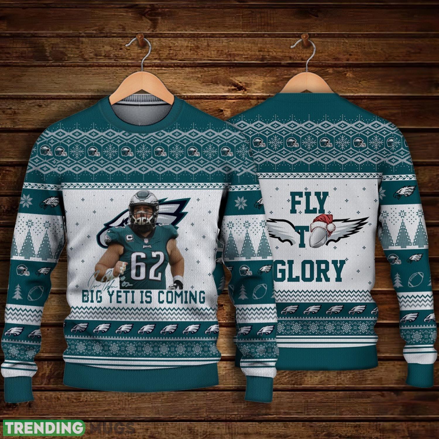 Jason Kelce Philadelphia Eagles Big Yeti Is Coming Fly To Glory NFL Ugly Christmas Sweater Christmas Gift For Sport Fans Product Photo 1 Jason Kelce Philadelphia Eagles Big Yeti Is Coming Fly To Glory NFL Ugly Christmas Sweater Christmas Gift For Sport Fans Product Photo 1