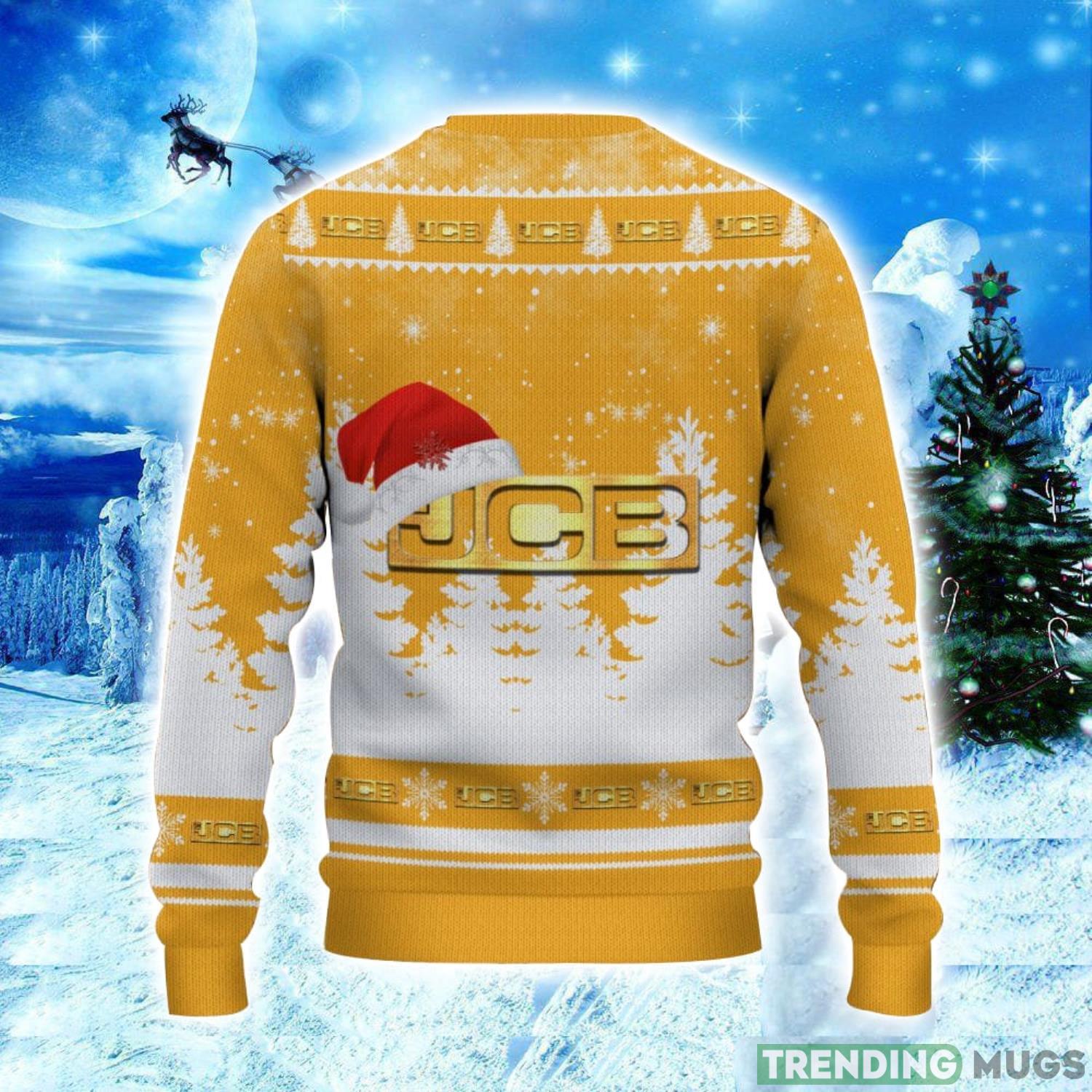 JCB Logo Wearing Santa Hat Christmas Gift Ugly Christmas Sweater Christmas Gift Ideas 3D Sweater JCB Logo Wearing Santa Hat Christmas Gift Ugly Christmas Sweater Christmas Gift Ideas 3D Sweater