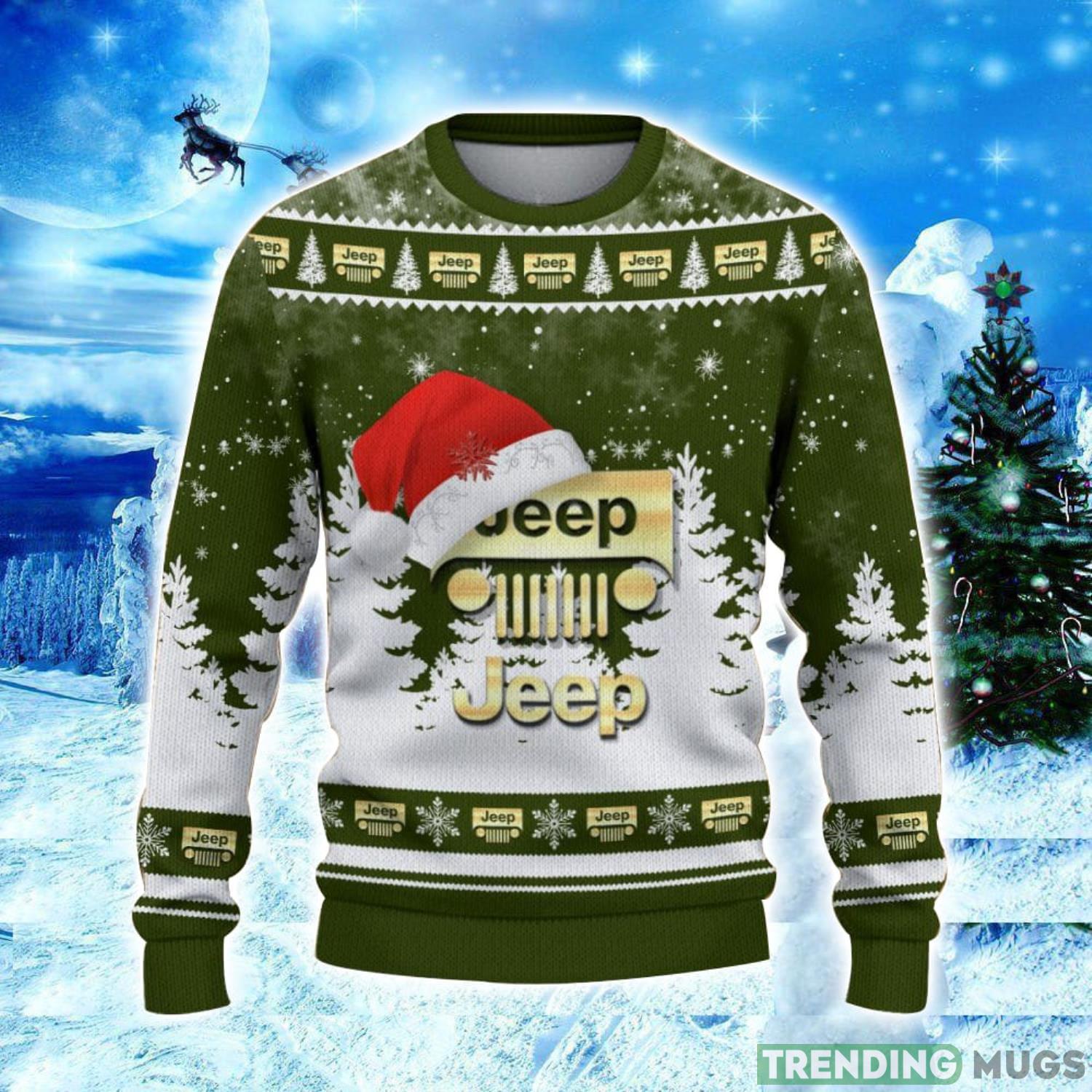 Jeep Logo Wearing Santa Hat Christmas Gift Ugly Christmas Sweater Christmas Gift Ideas 3D Sweater Jeep Logo Wearing Santa Hat Christmas Gift Ugly Christmas Sweater Christmas Gift Ideas 3D Sweater