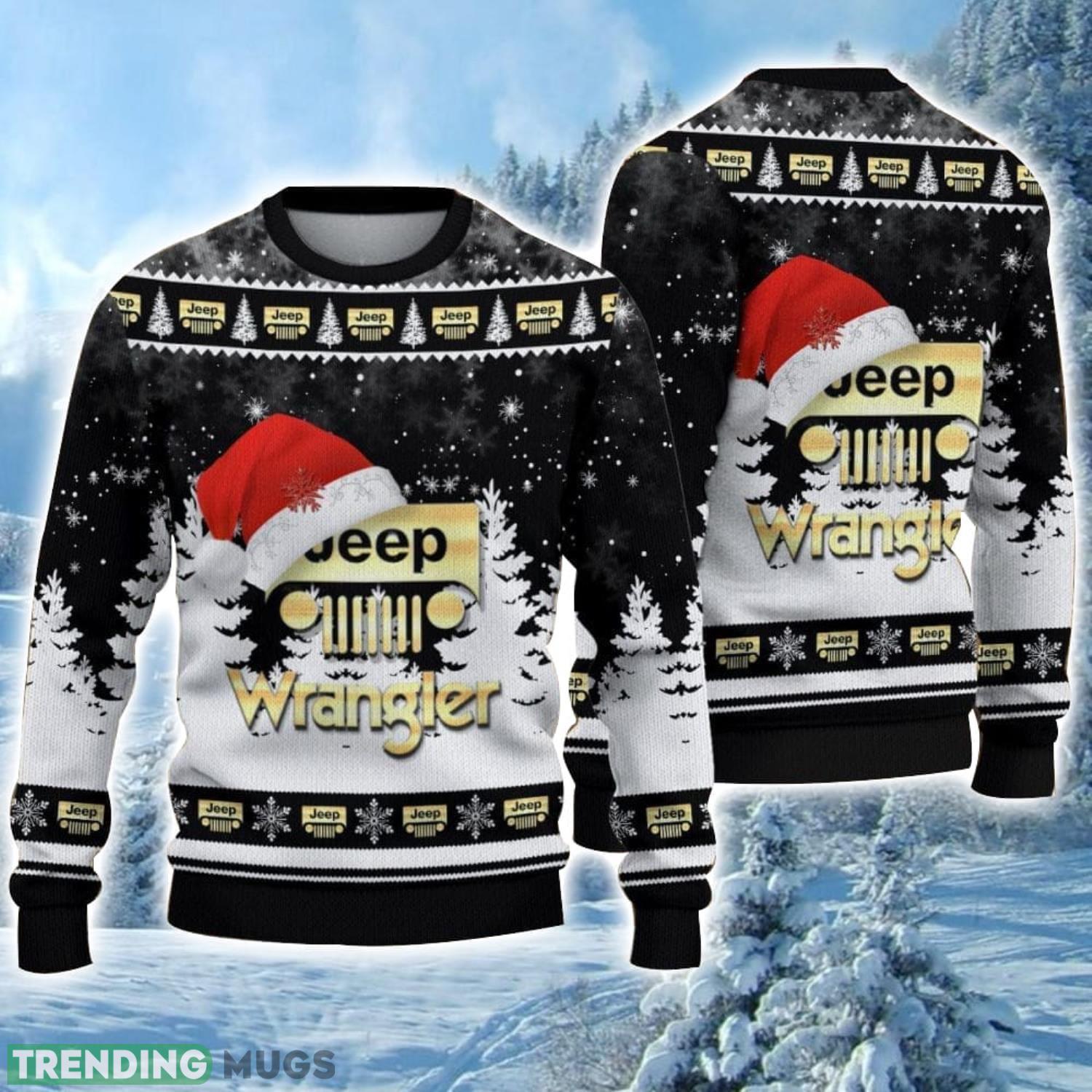 Jeep Wrangler Logo Wearing Santa Hat Christmas Gift Ugly Christmas Sweater For Car Lover 3D Sweater Product Photo 1 Jeep Wrangler Logo Wearing Santa Hat Christmas Gift Ugly Christmas Sweater For Car Lover 3D Sweater Product Photo 1